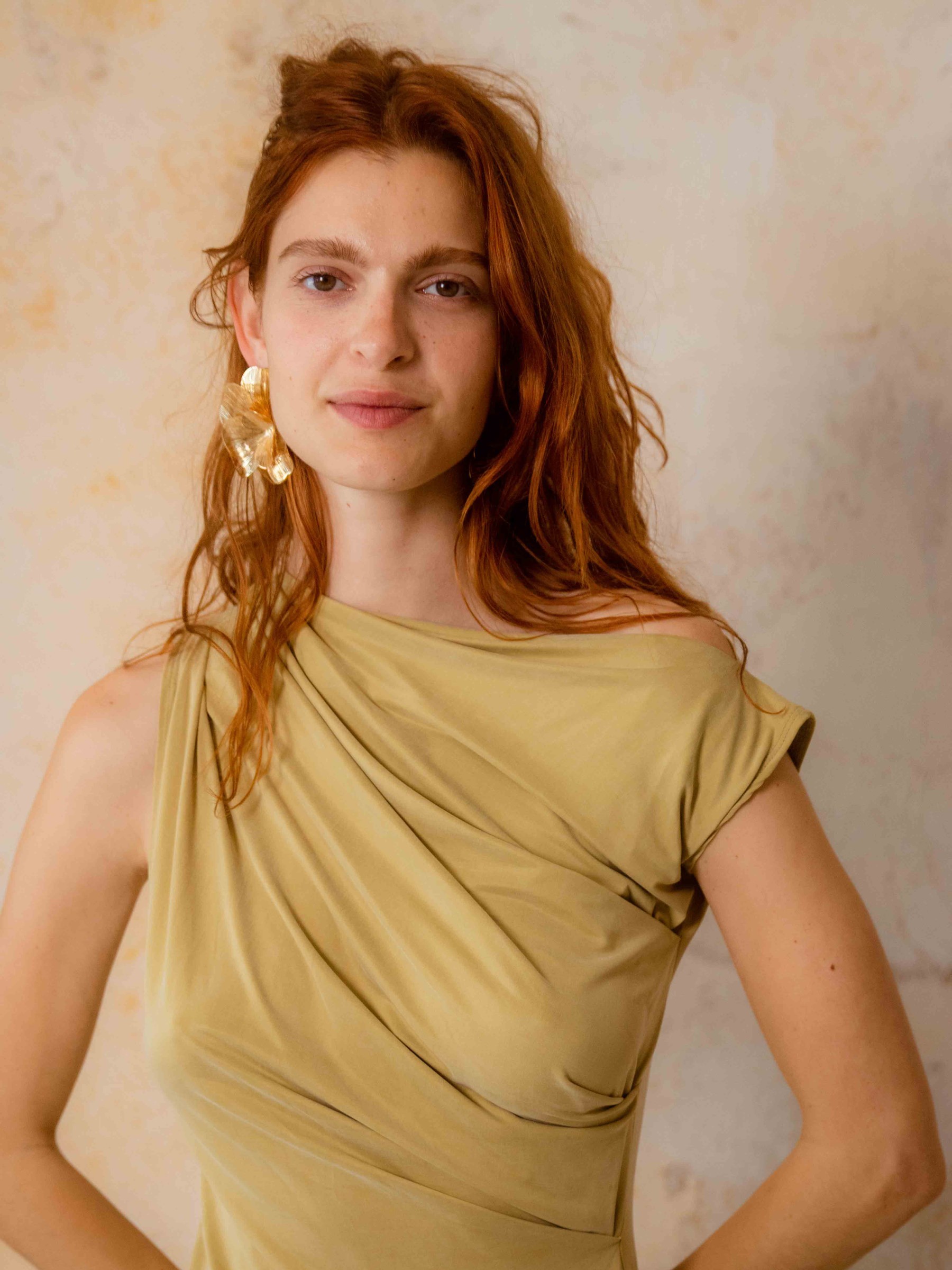 Kleid Drape Midi Dress olive Cossac