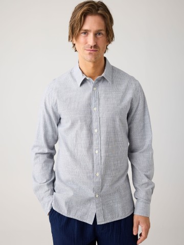 Hemd Organic Cotton Striped Shirt blue stripe Knowledge Cotton Apparel