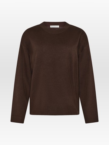 Pullover Organic Cotton Crew Neck Knit shaved chocolate Knowledge Cotton Apparel