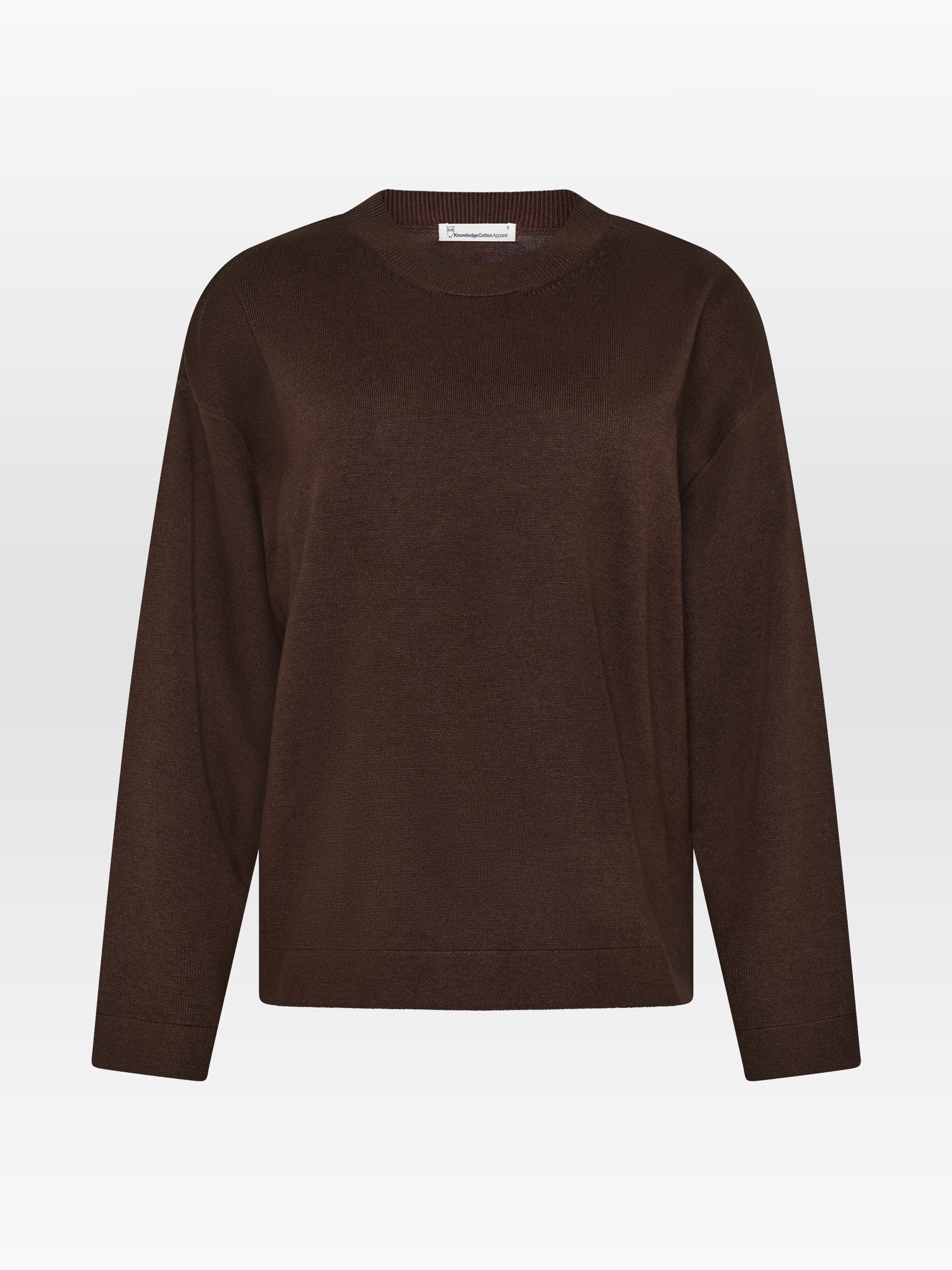 Pullover Organic Cotton Crew Neck Knit shaved chocolate Knowledge Cotton Apparel