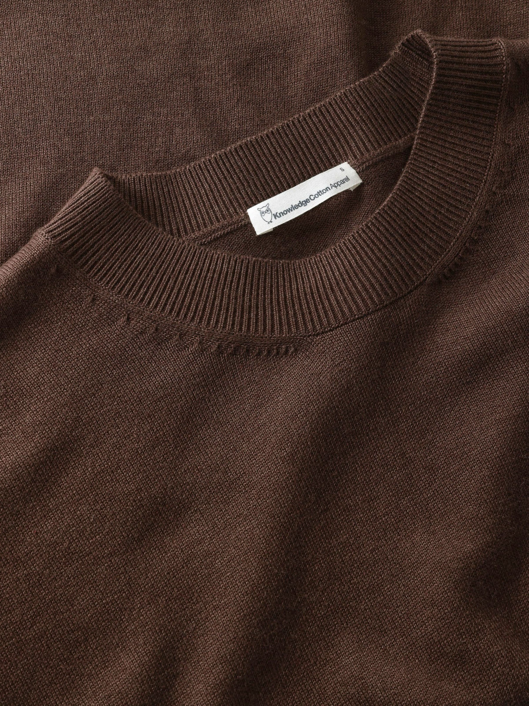 Pullover Organic Cotton Crew Neck Knit shaved chocolate Knowledge Cotton Apparel
