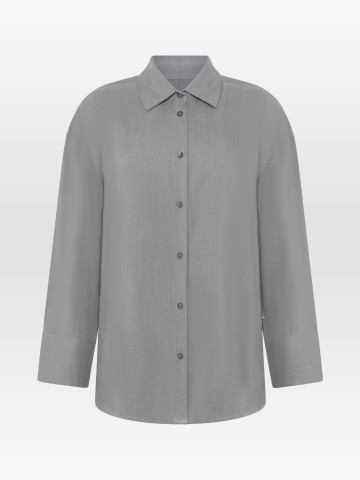 Bluse Linen-Mix Shirt ultimate grey Knowledge Cotton Apparel