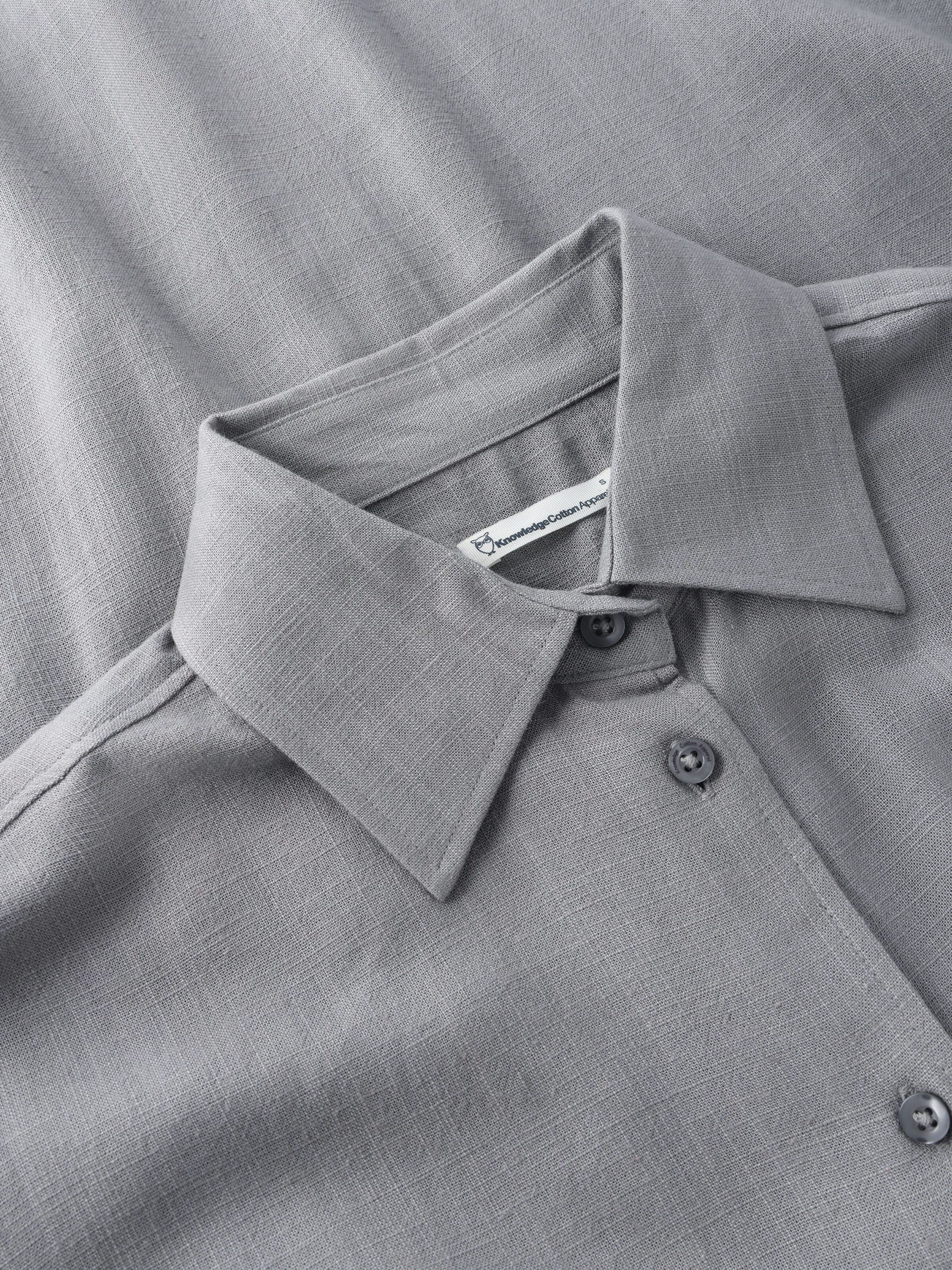 Bluse Linen-Mix Shirt ultimate grey Knowledge Cotton Apparel