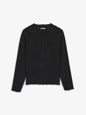 Pin-Tucked Longsleeve true black Rotholz