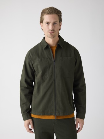 Jacke Organic Cotton Twill Overshirt forrest night Knowledge Cotton Apparel