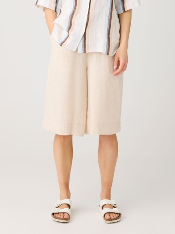 Kurze Hose Eve Culotte High-Rise Wide Linen Shorts yarndyed light feather gray Knowledge Cotton Apparel