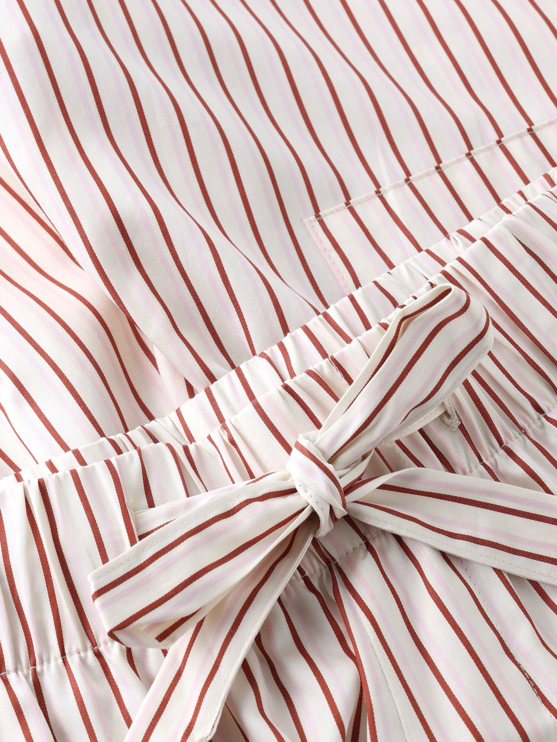 Kurze Hose Loose Stripe Poplin Elastic Waist Shorts red stripe Knowledge Cotton Apparel