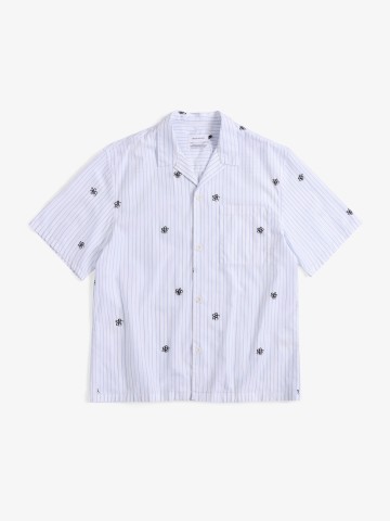 Hemd Bowling Shirt flower stripe Rotholz