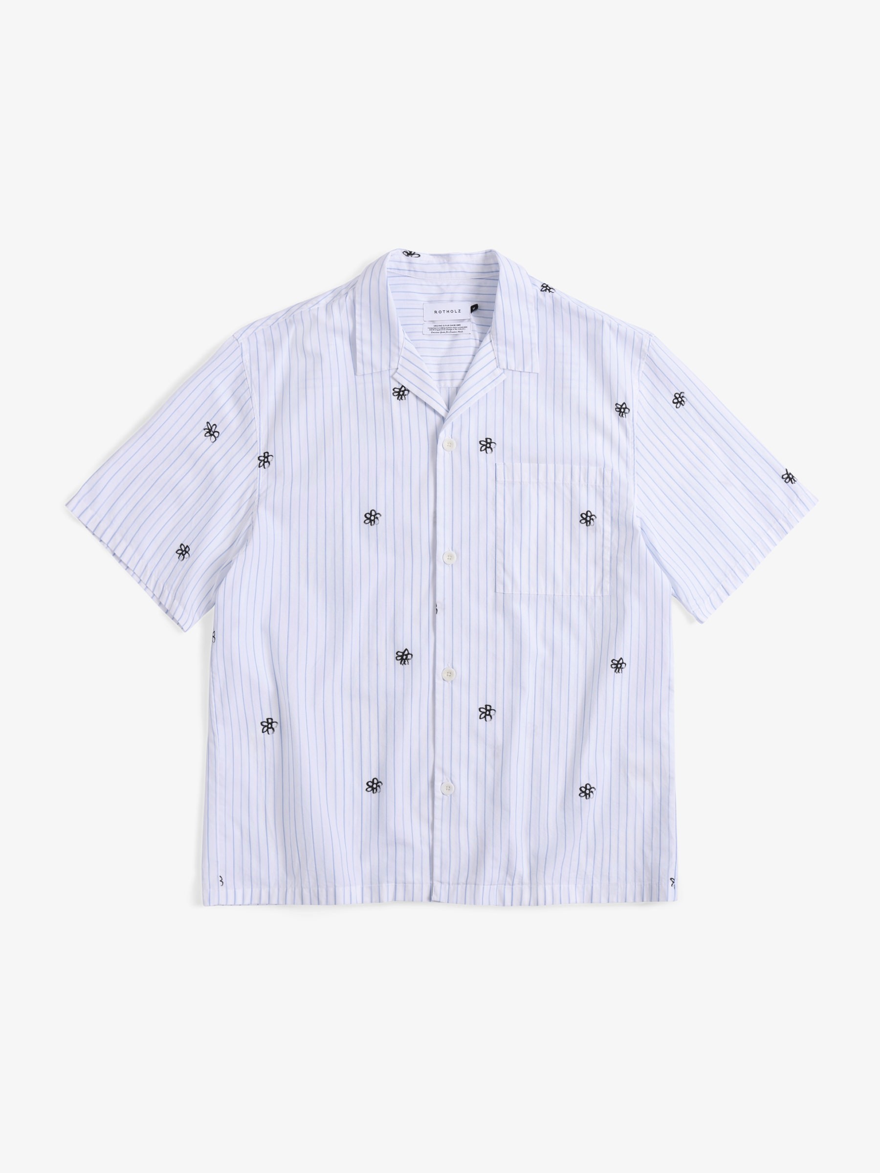 Hemd Bowling Shirt flower stripe Rotholz