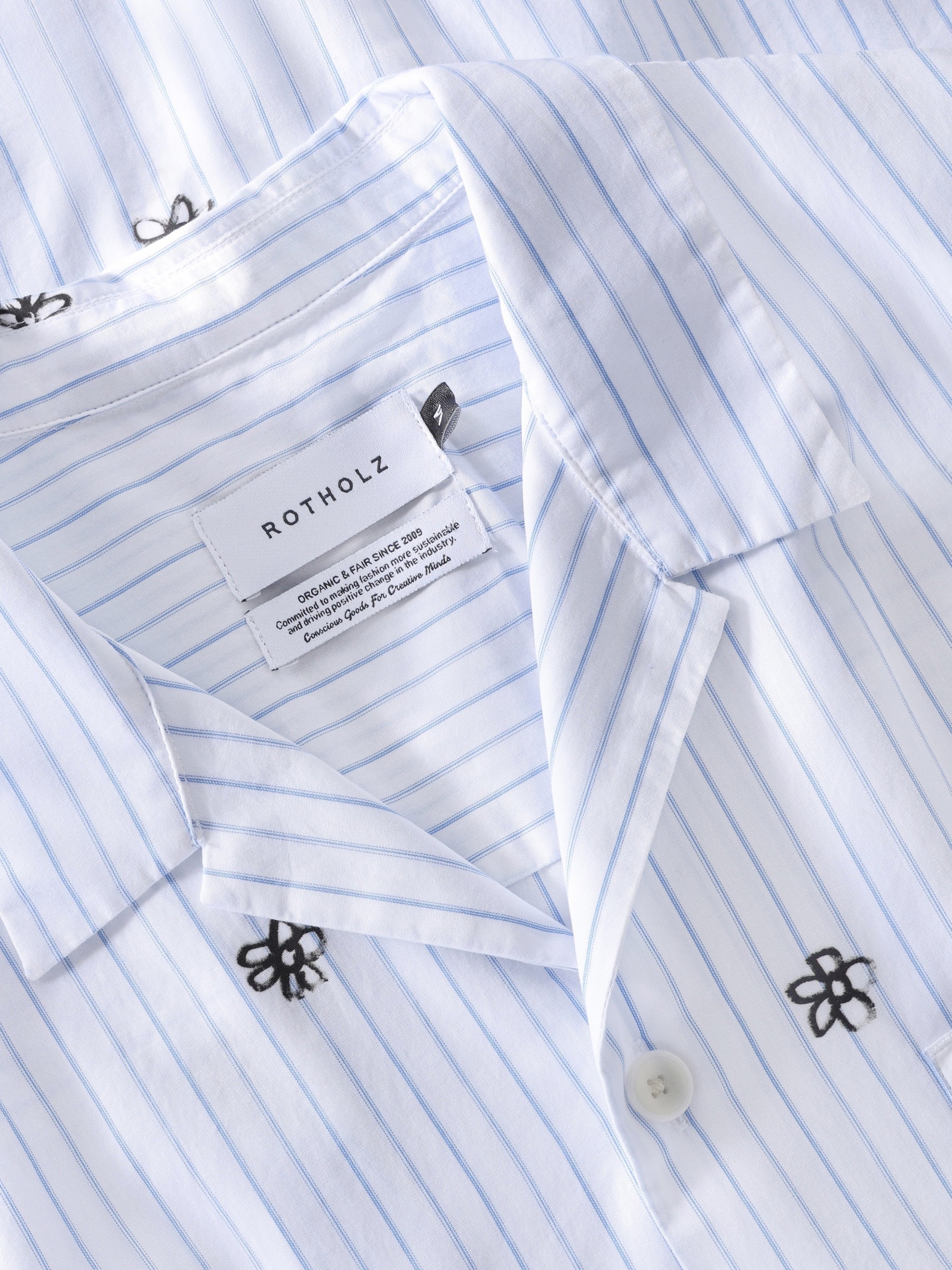 Hemd Bowling Shirt flower stripe Rotholz