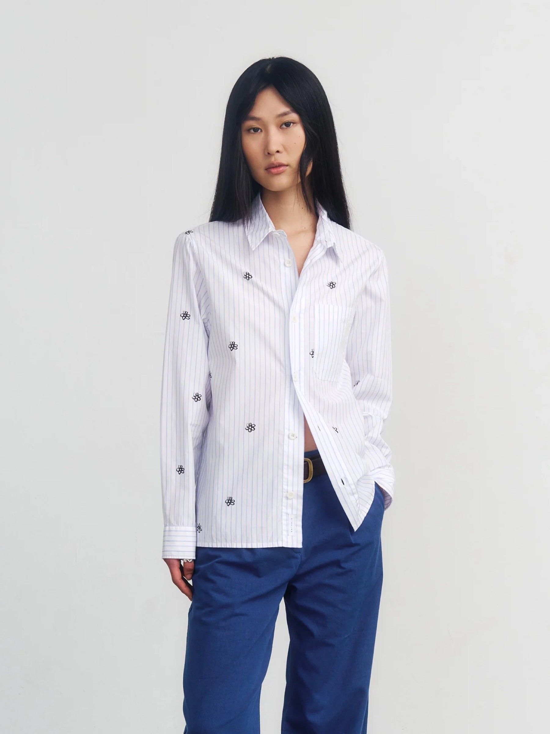 Hemd Bowling Shirt flower stripe Rotholz