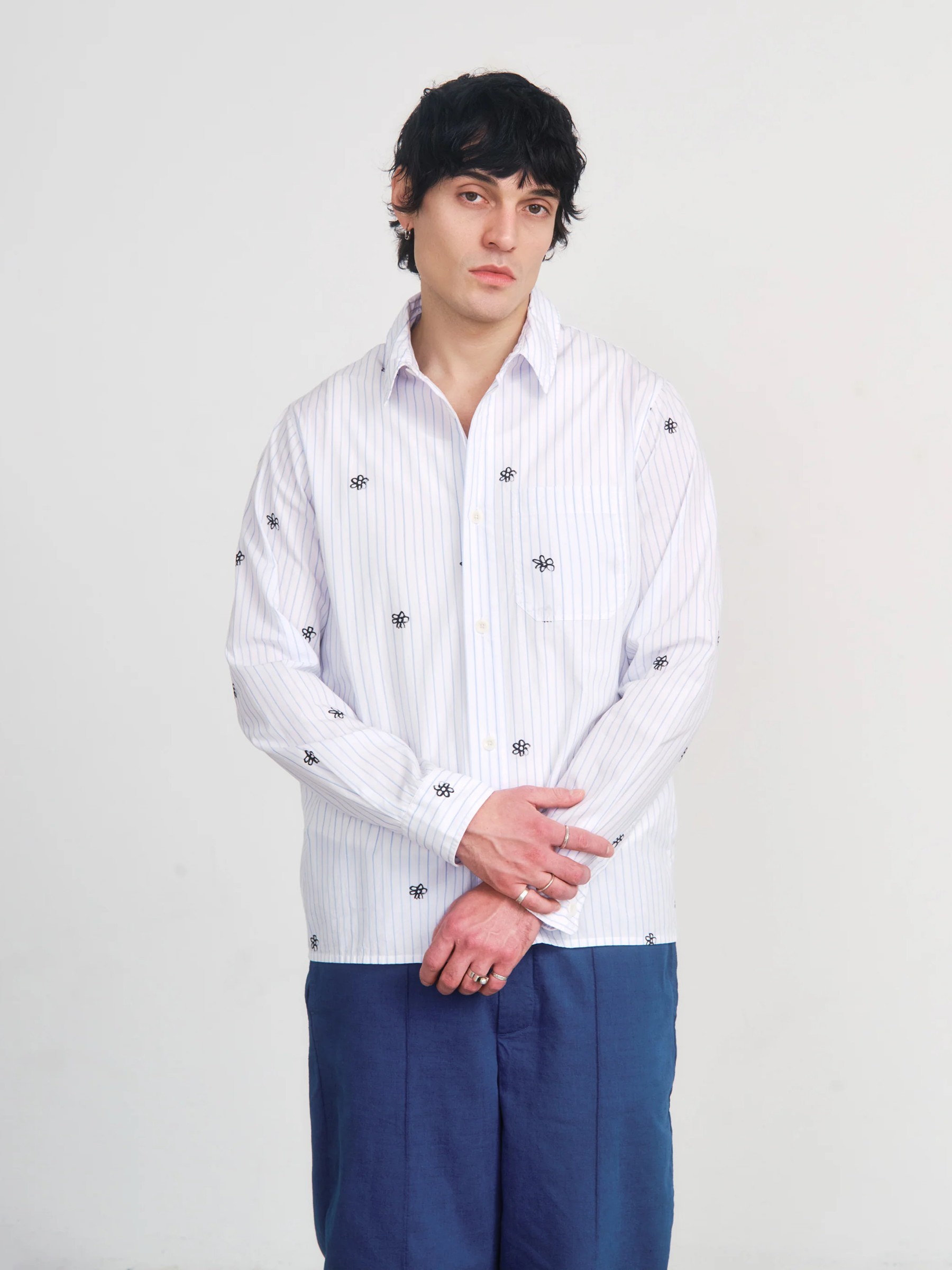 Hemd Bowling Shirt flower stripe Rotholz
