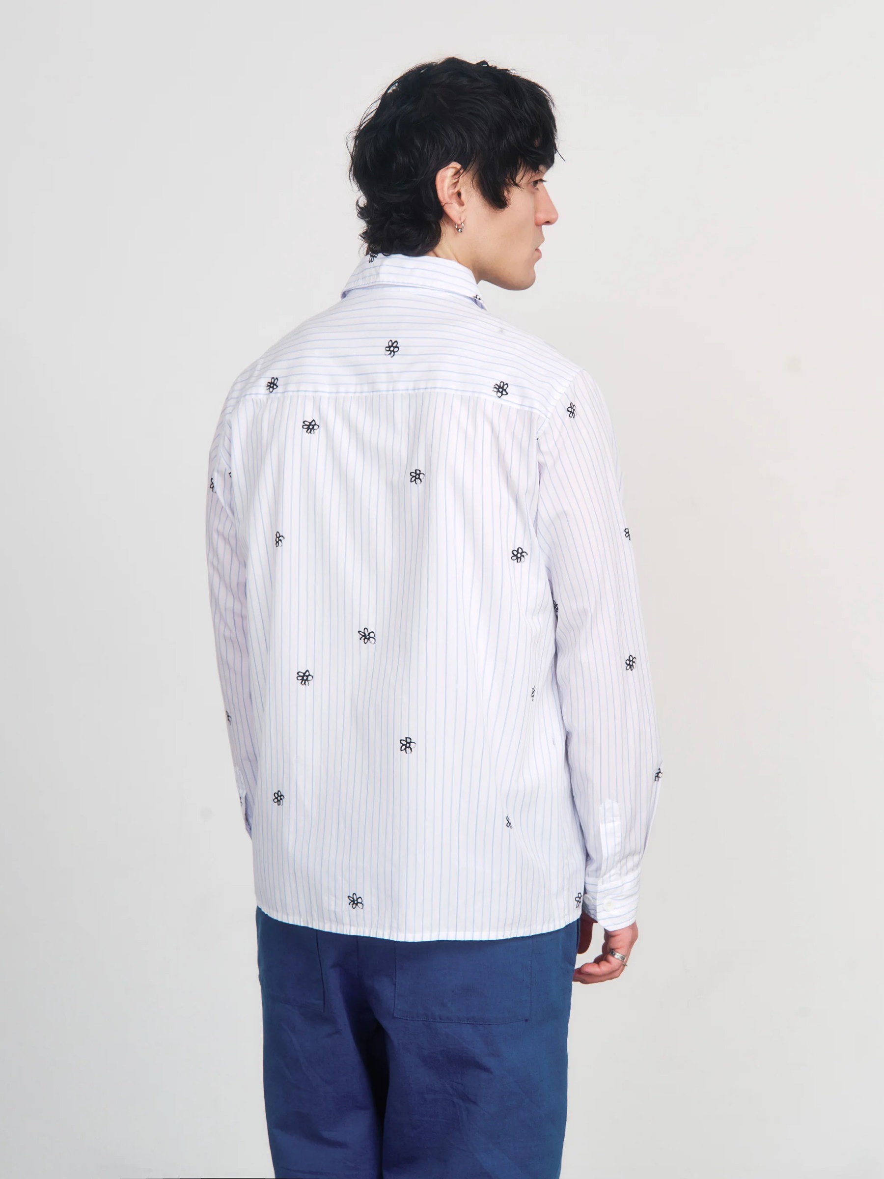 Hemd Bowling Shirt flower stripe Rotholz