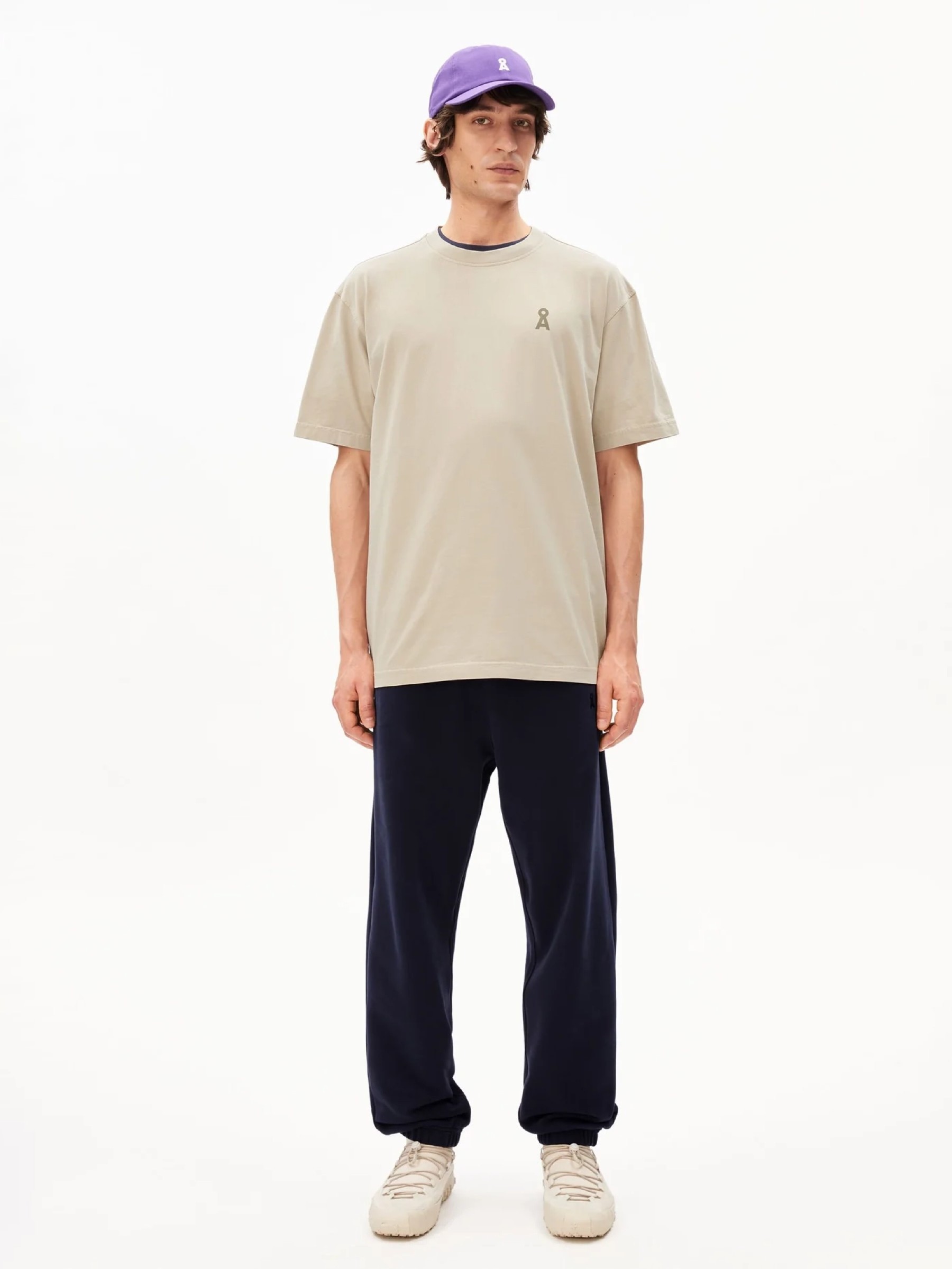 Iconic Å Maarkos GD T-Shirt sand stone washed Armedangels