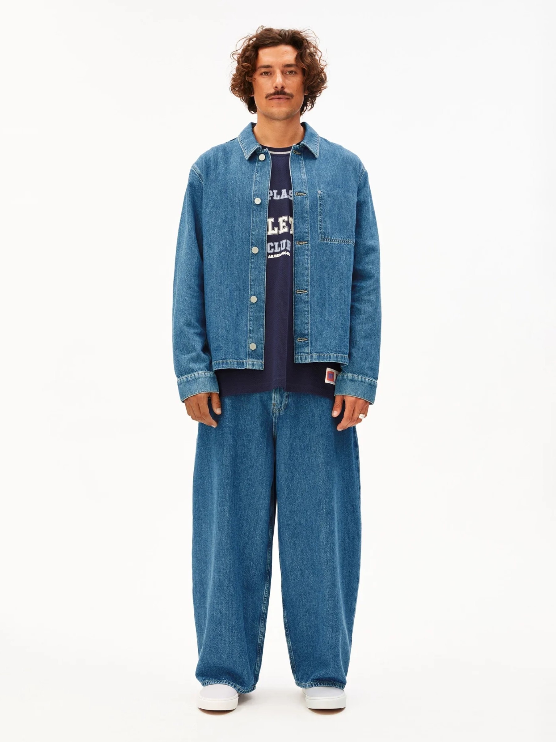 Jeanshose Kaavo Linen Blend Baggy Denim Pant sea salt Armedangels