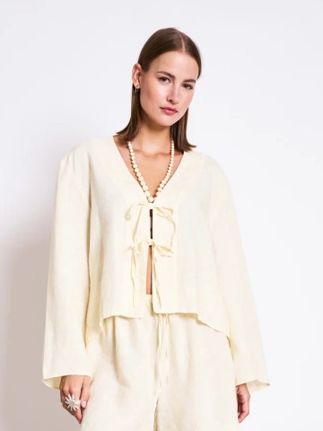 Bluse Linen Tie Blouse Skagen buttermilk Jan 'n June