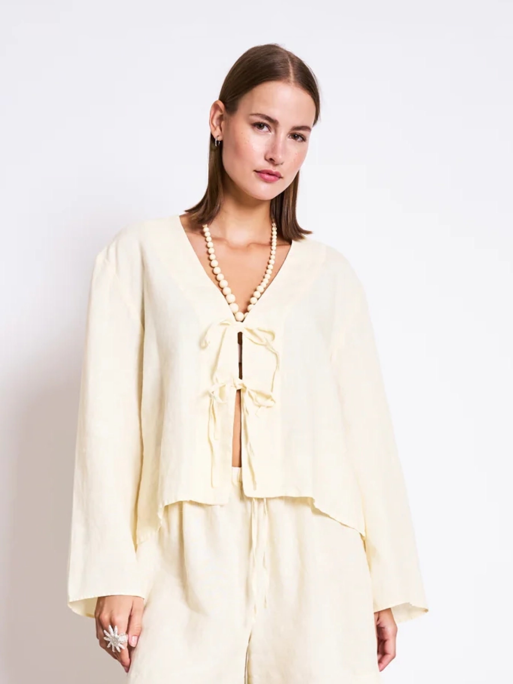 Bluse Linen Tie Blouse Skagen buttermilk Jan 'n June
