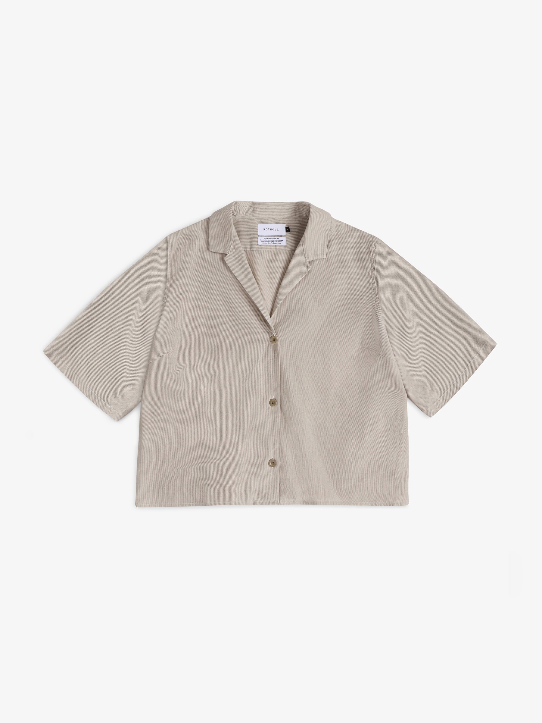 Bluse Cropped Bowling Shirt beige stripe Rotholz