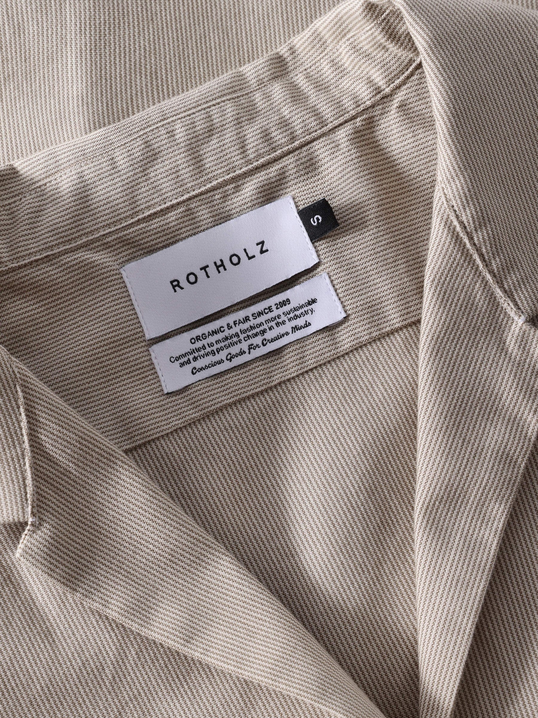 Bluse Cropped Bowling Shirt beige stripe Rotholz