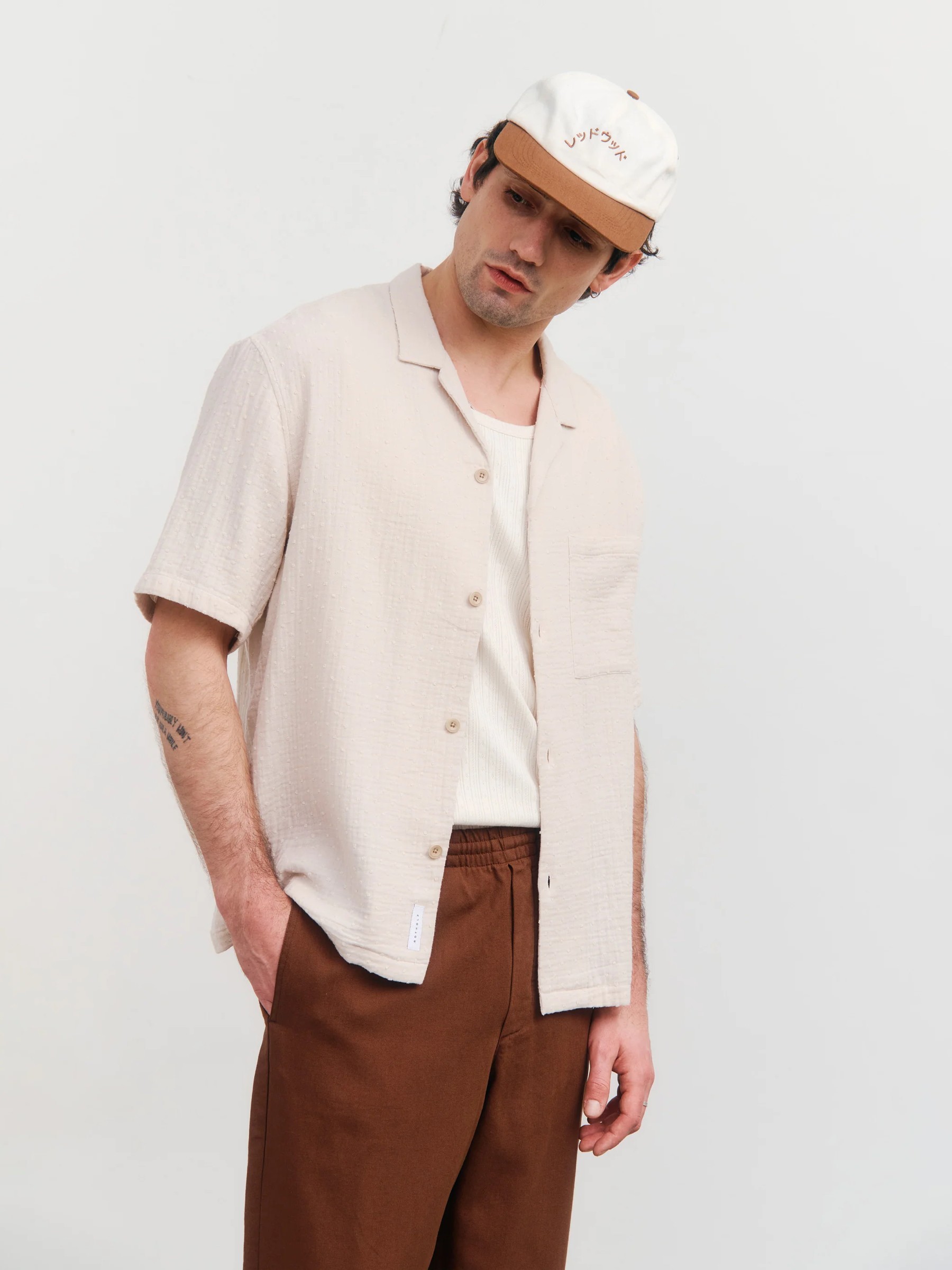 Hemd Bowling Shirt pale grey Rotholz