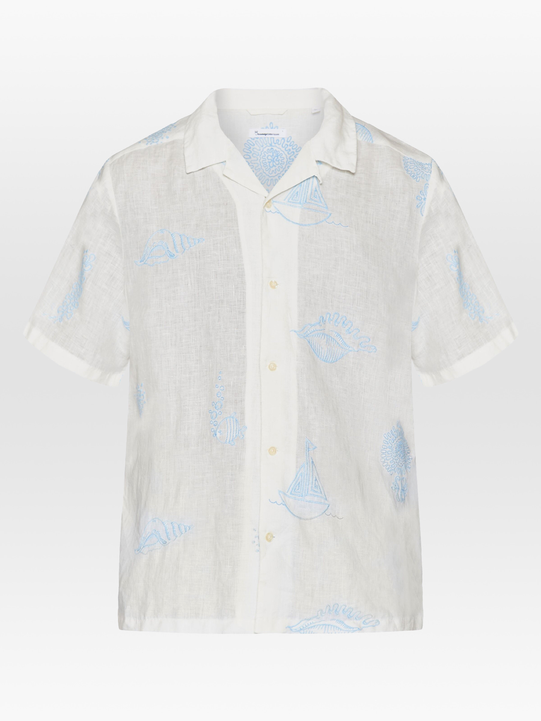 Hemd Box Fit Short Sleeve Shirt Embroidery egret Knowledge Cotton Apparel