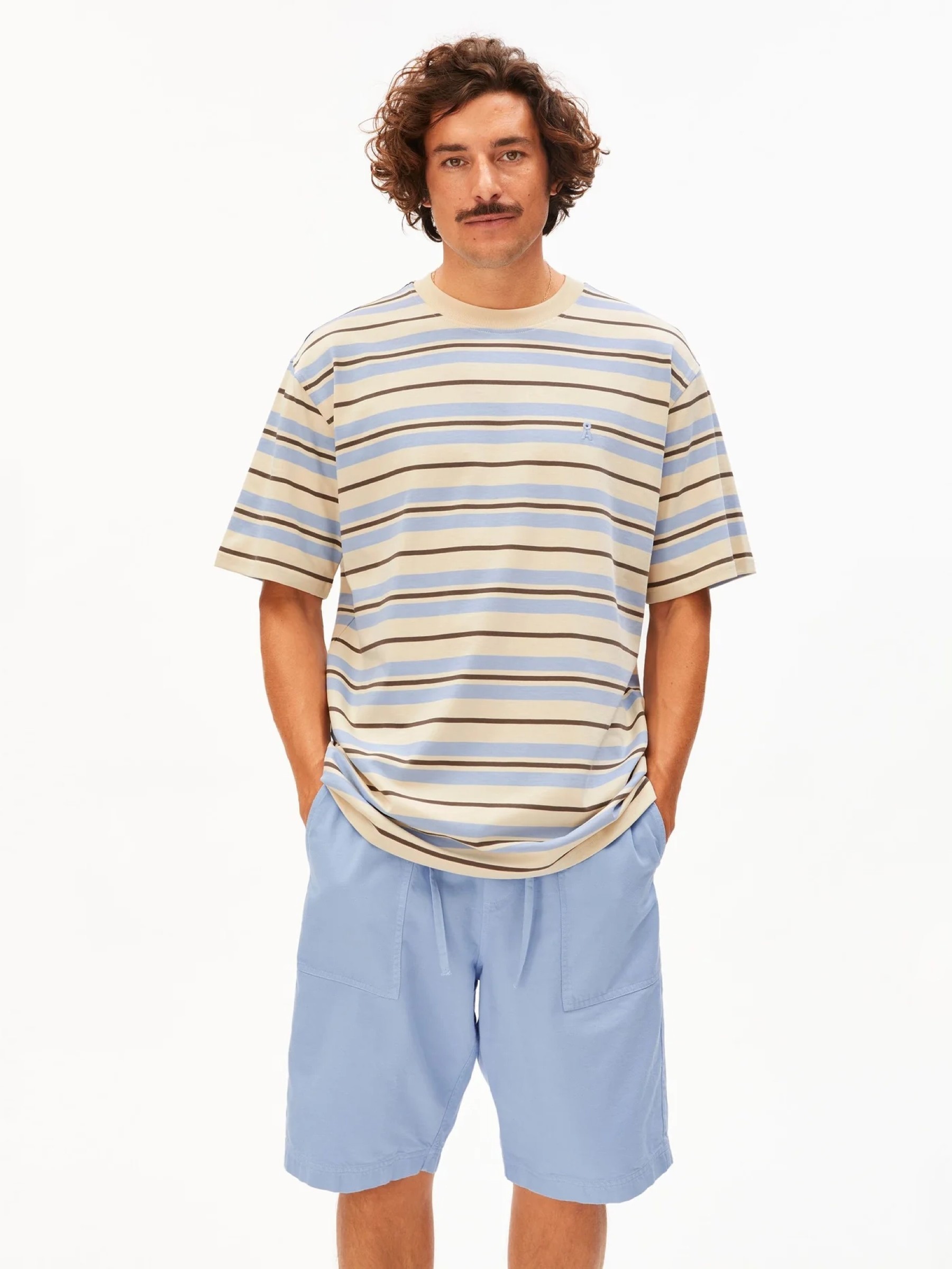 Maarkos Stripes T-Shirt wedgewood-granit Armedangels