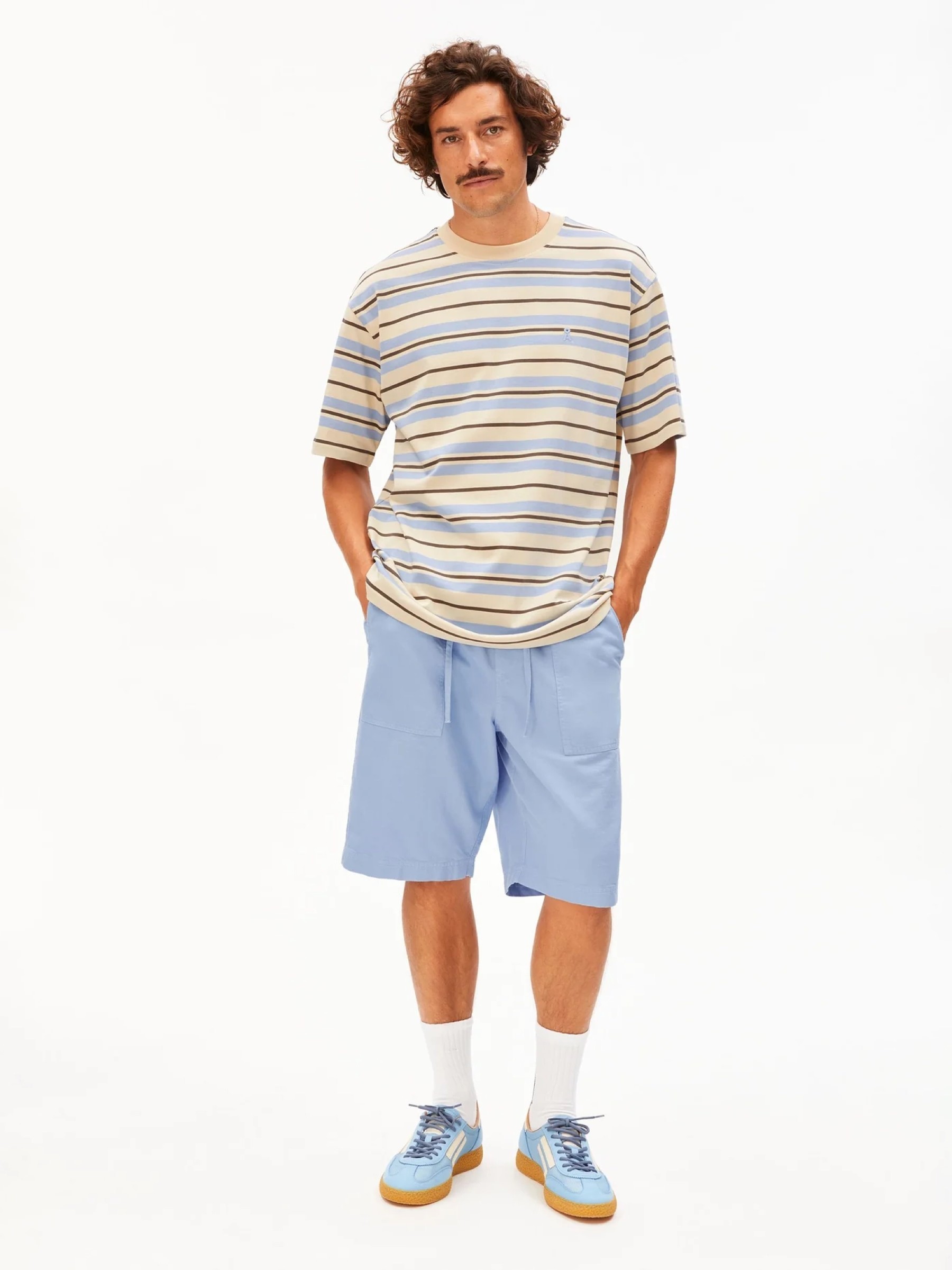 Maarkos Stripes T-Shirt wedgewood-granit Armedangels