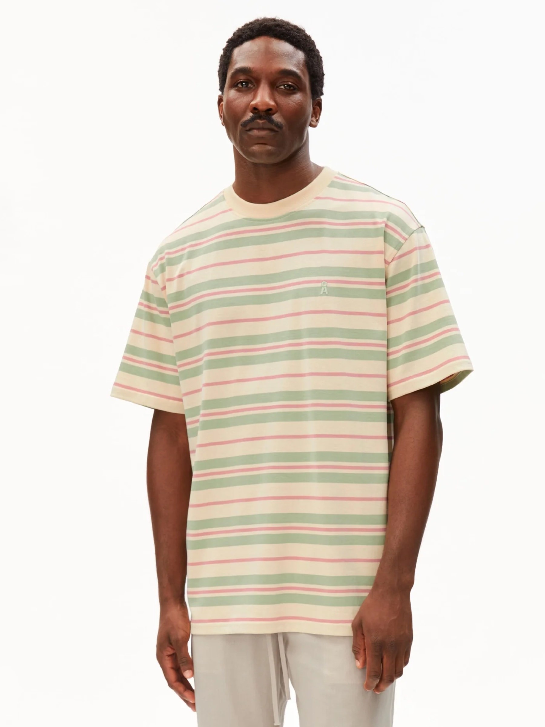 Maarkos Stripes T-Shirt foam-washed berry Armedangels