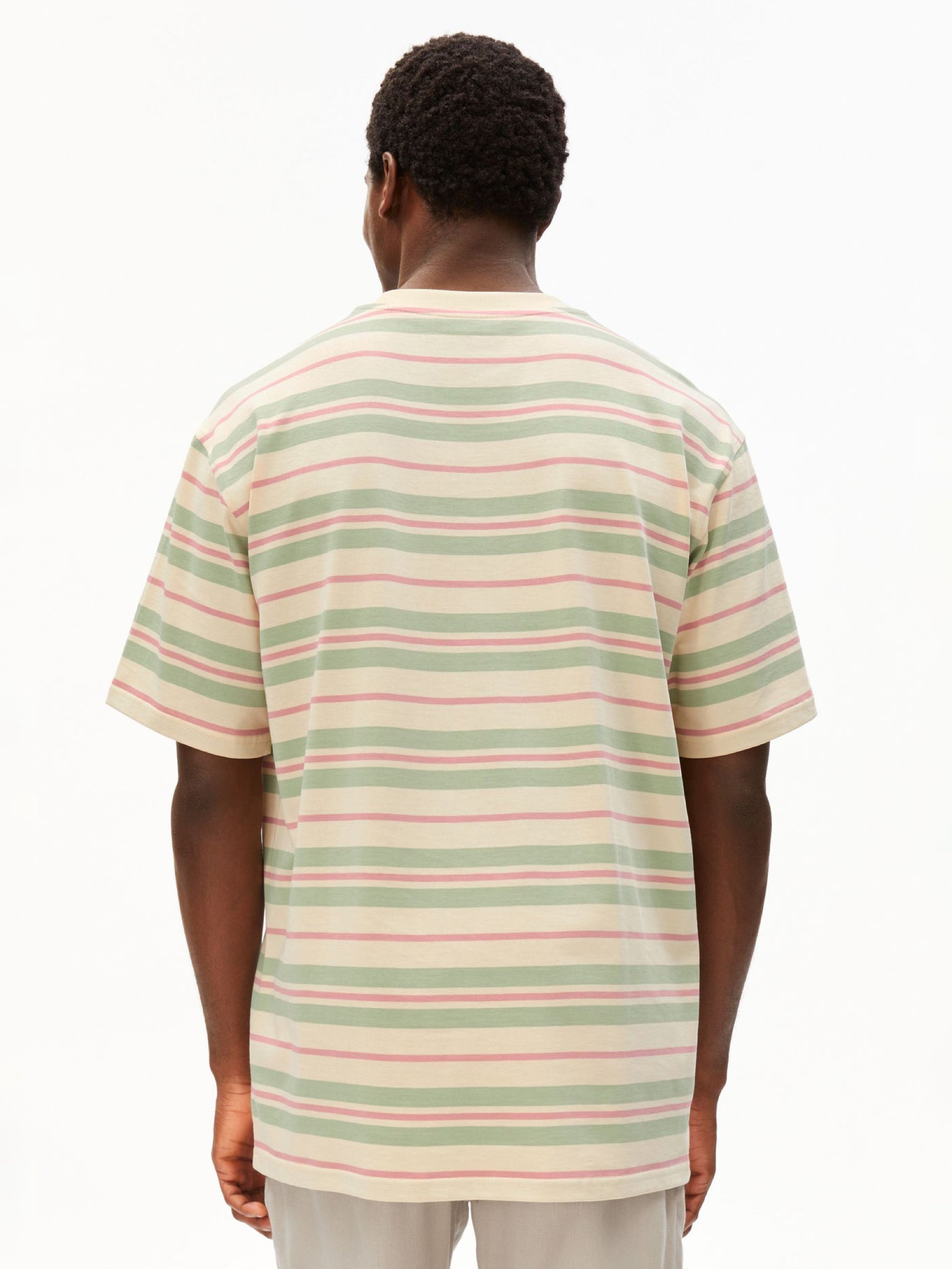 Maarkos Stripes T-Shirt foam-washed berry Armedangels
