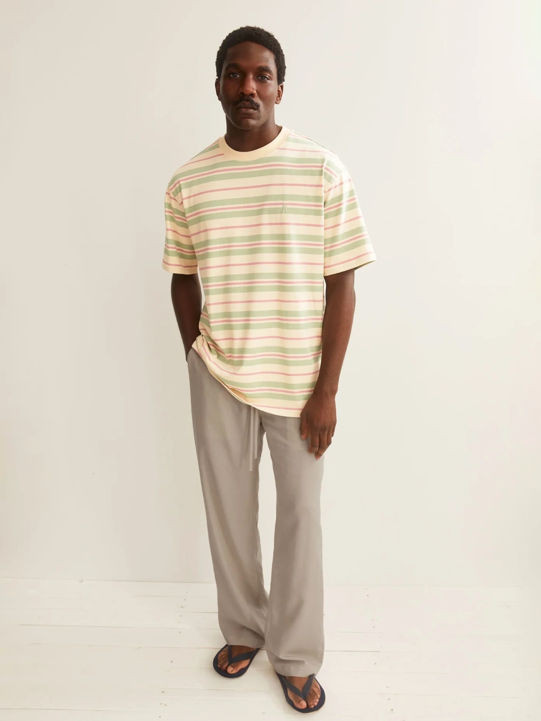 Maarkos Stripes T-Shirt foam-washed berry Armedangels