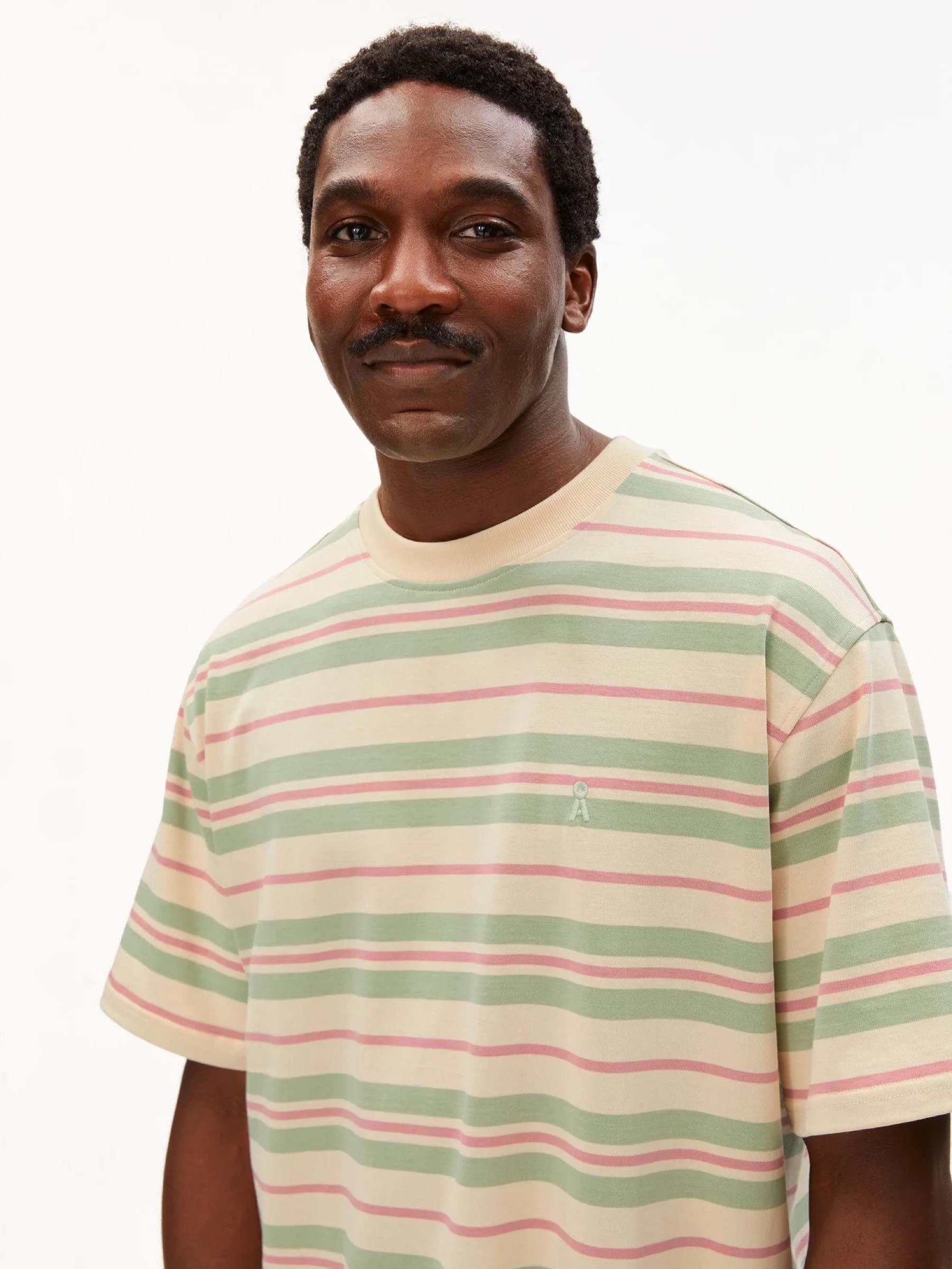 Maarkos Stripes T-Shirt foam-washed berry Armedangels