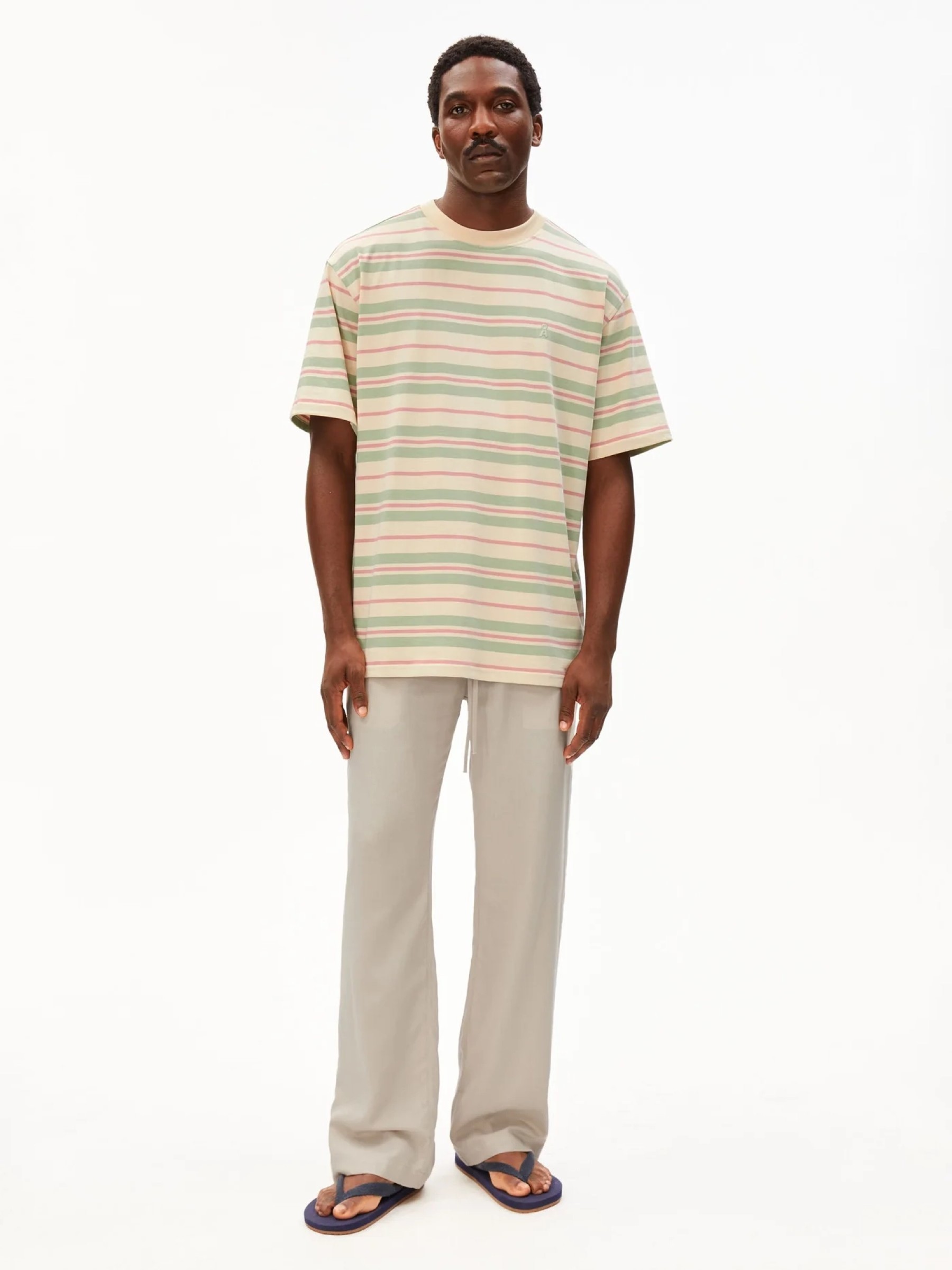 Maarkos Stripes T-Shirt foam-washed berry Armedangels