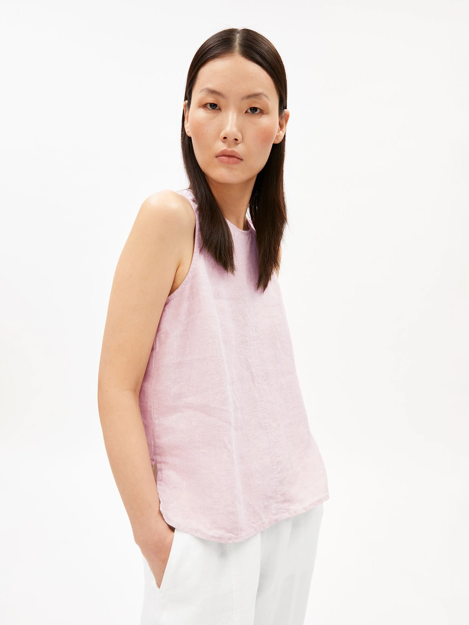 Pure Linen Blouse Top pink mist Armedangels