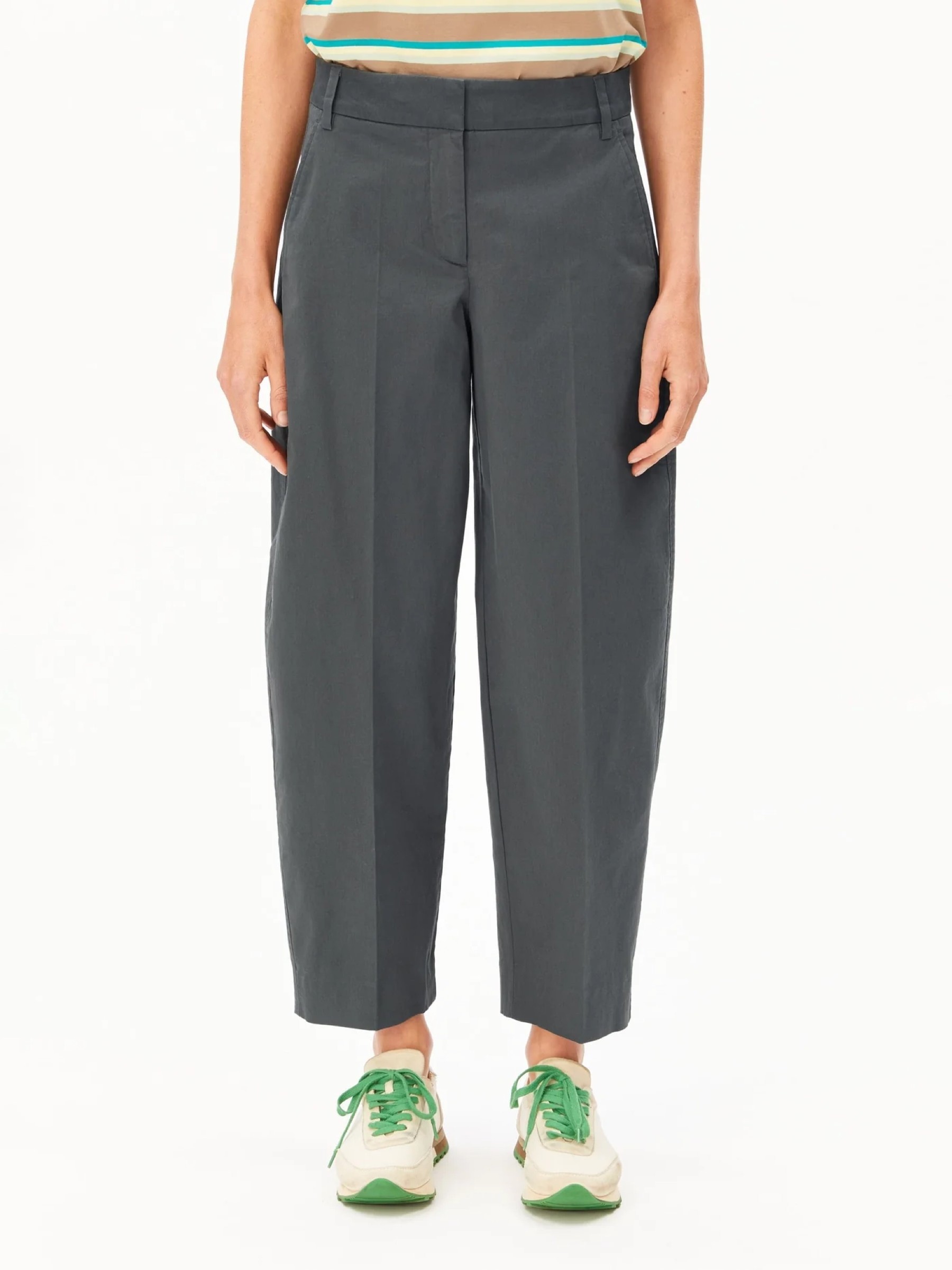 Hose Barrel Leg Twill Pant space steel Armedangels