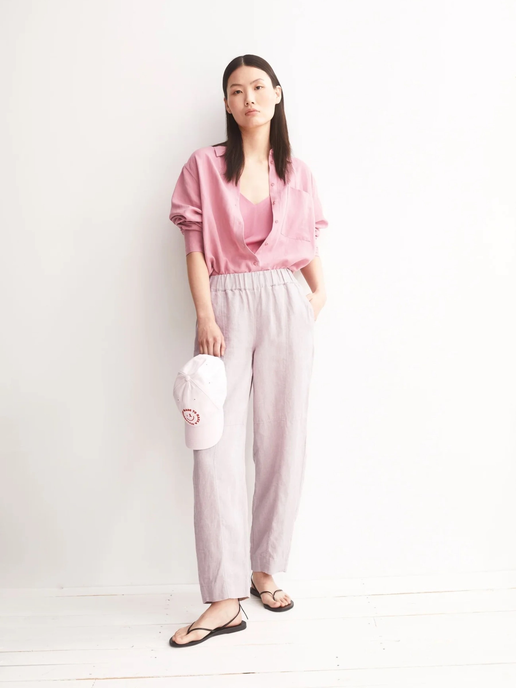 Hose Pure Linen Pull On Barrel Pant pink mist Armedangels