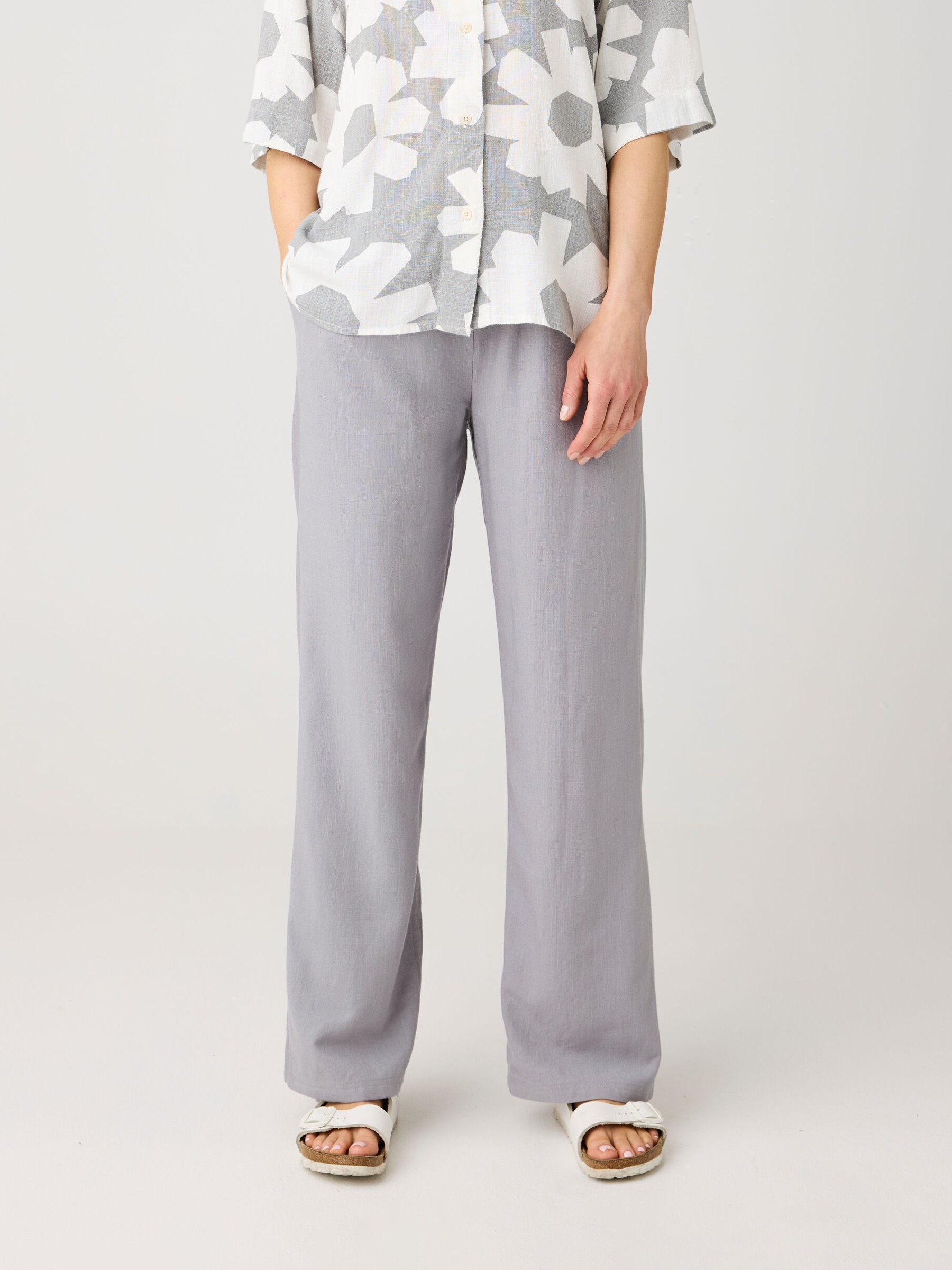 Hose Posey Linen-Mix Pants ultimate grey Knowledge Cotton Apparel