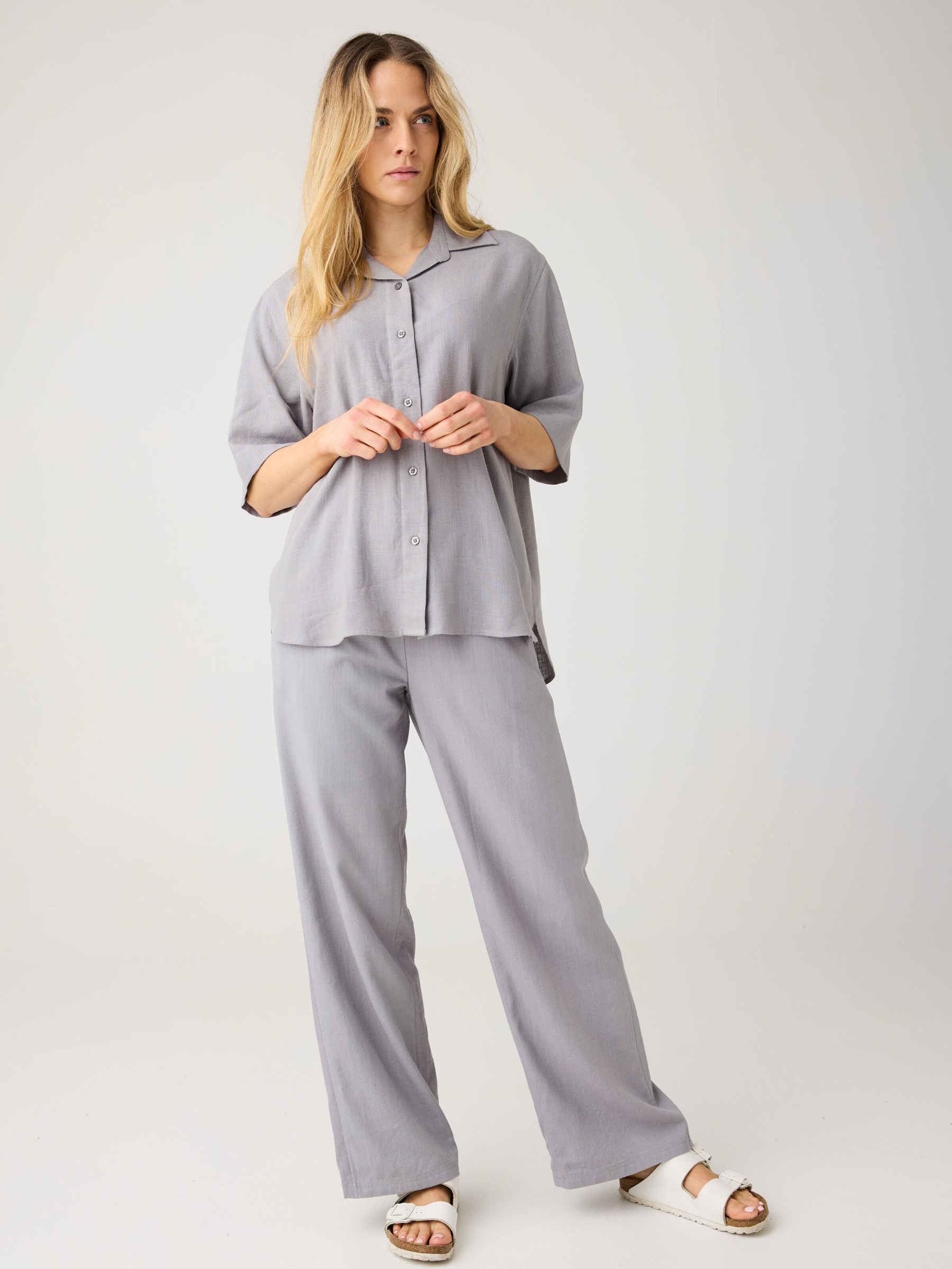 Hose Posey Linen-Mix Pants ultimate grey Knowledge Cotton Apparel