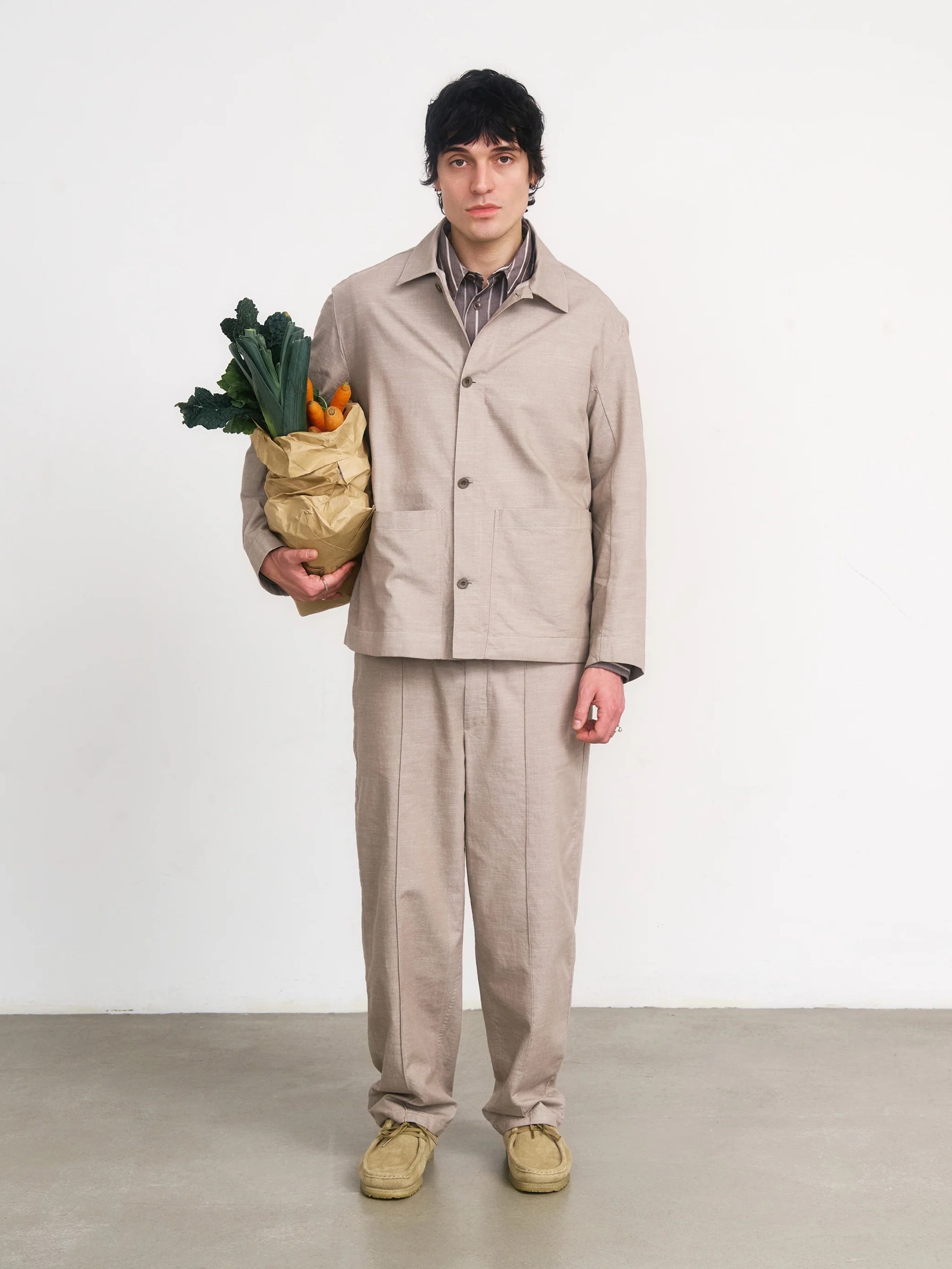 Hose Pleated Wide Pant grey brown Rotholz