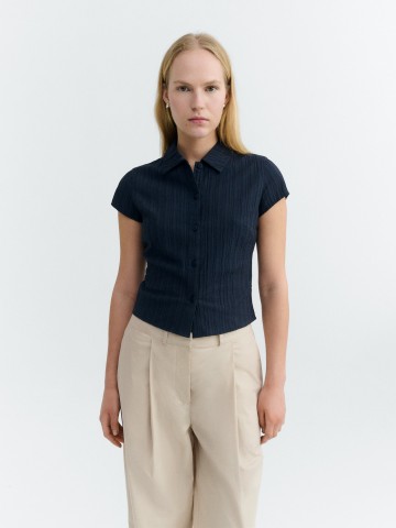 Bluse Kitty Blouse navy Thinking Mu