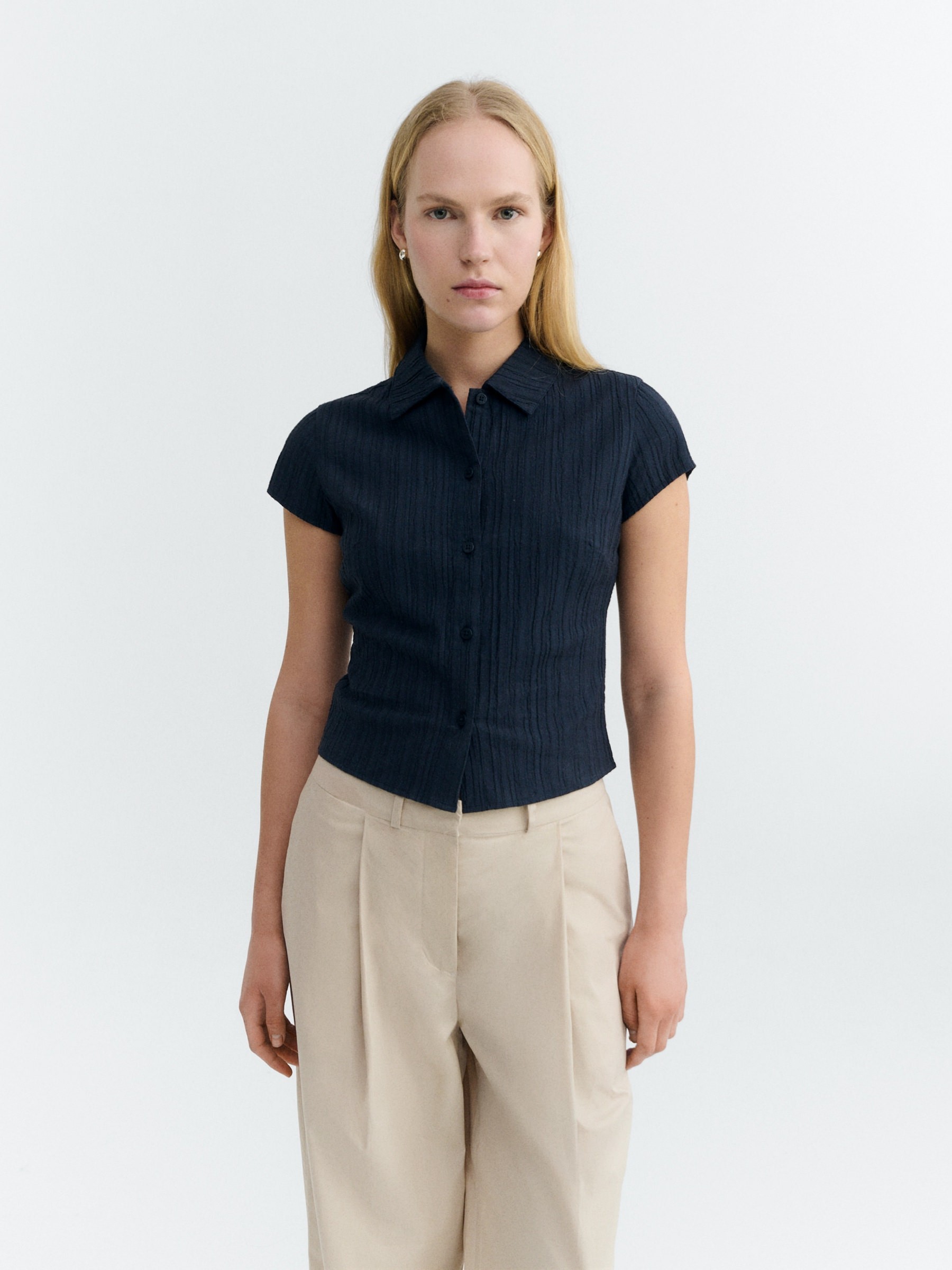 Bluse Kitty Blouse navy Thinking Mu