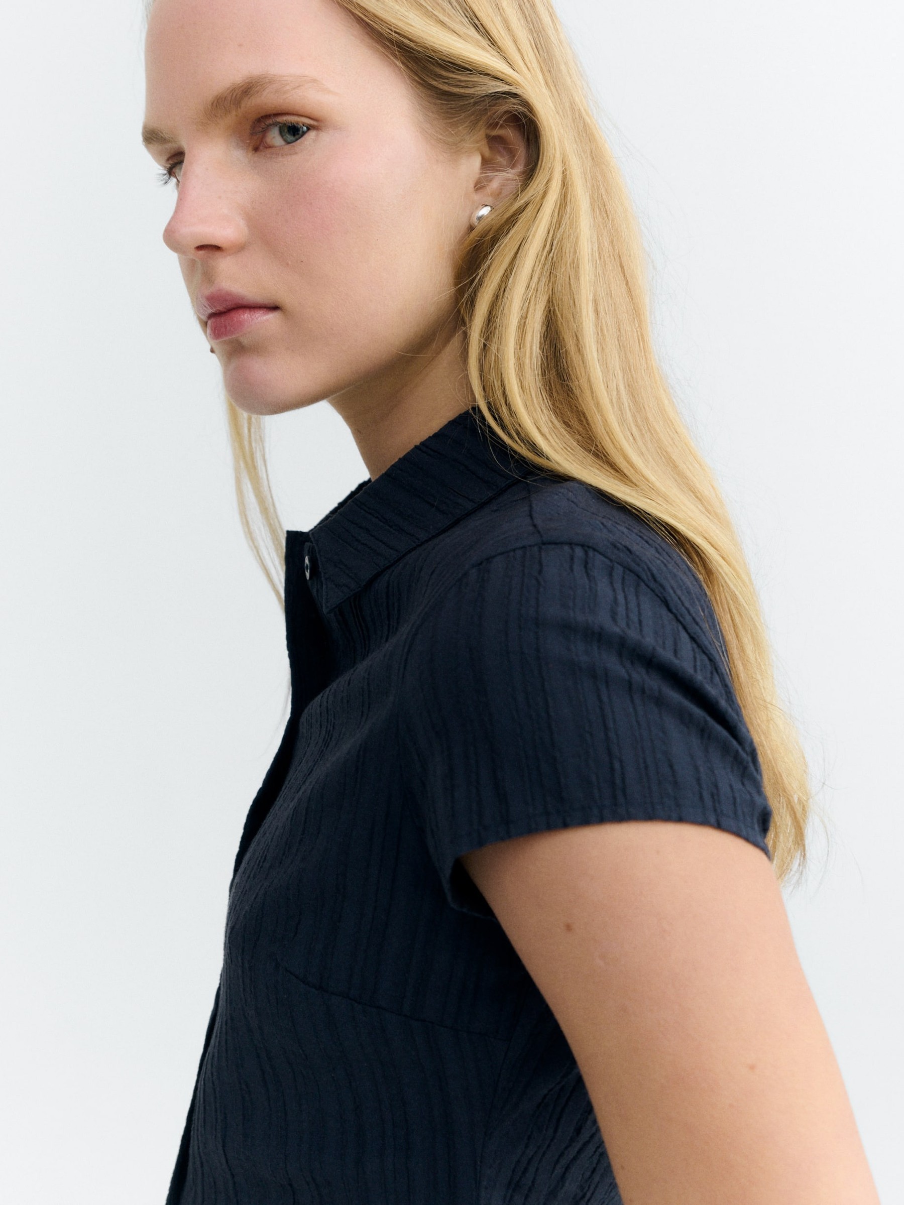 Bluse Kitty Blouse navy Thinking Mu