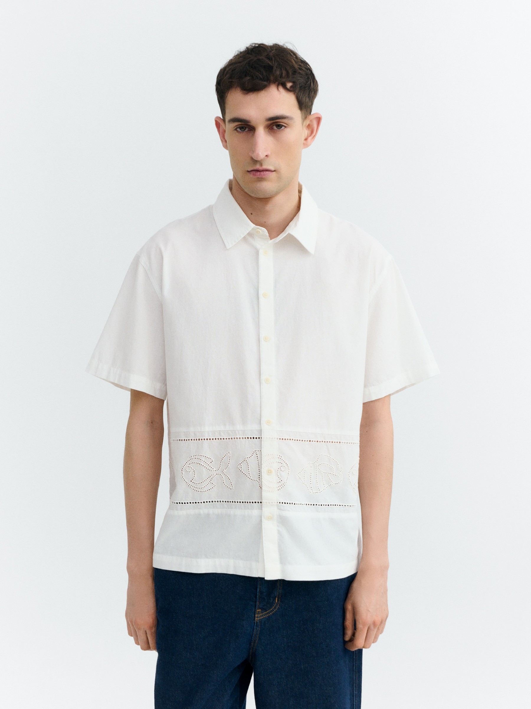 Hemd Kurtis Shirt white vainica Thinking Mu