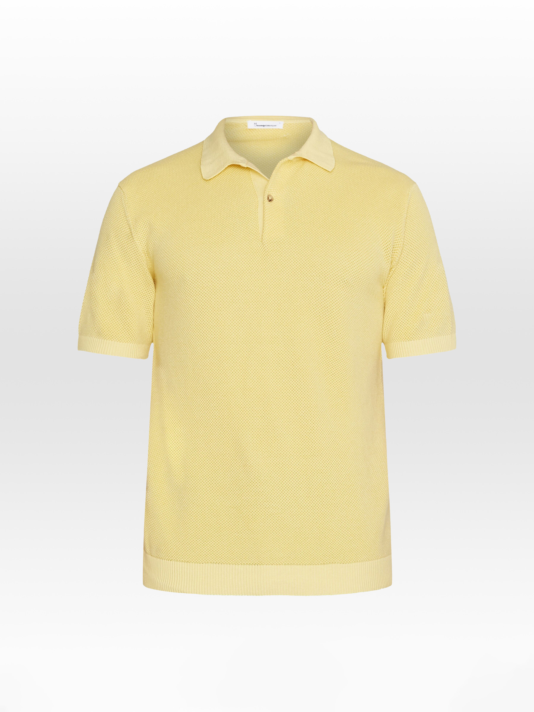 Regular TwoToned Knitted Short Sleeved Polo misted yellow Knowledge Cotton Apparel