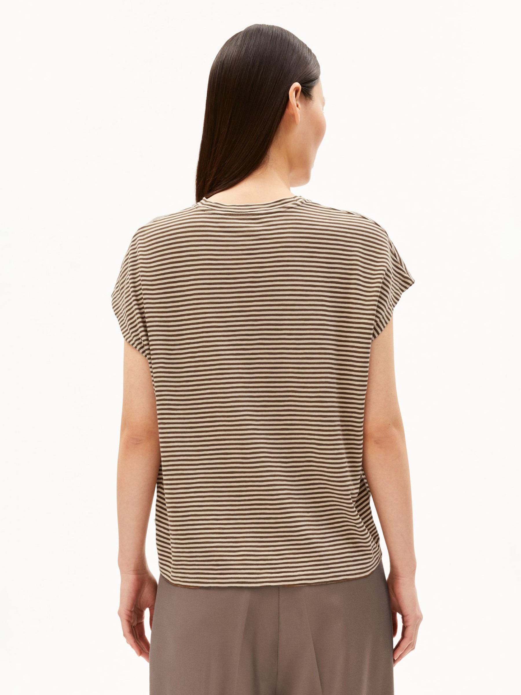 T-Shirt Slub Jersey Stripe T-Shirt sand stone-dried palm Armedangels