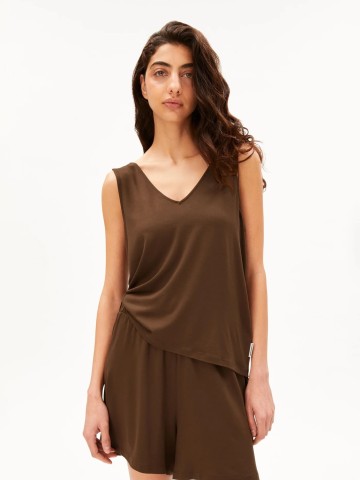 V-Neck Jersey Top dried palm Armedangels