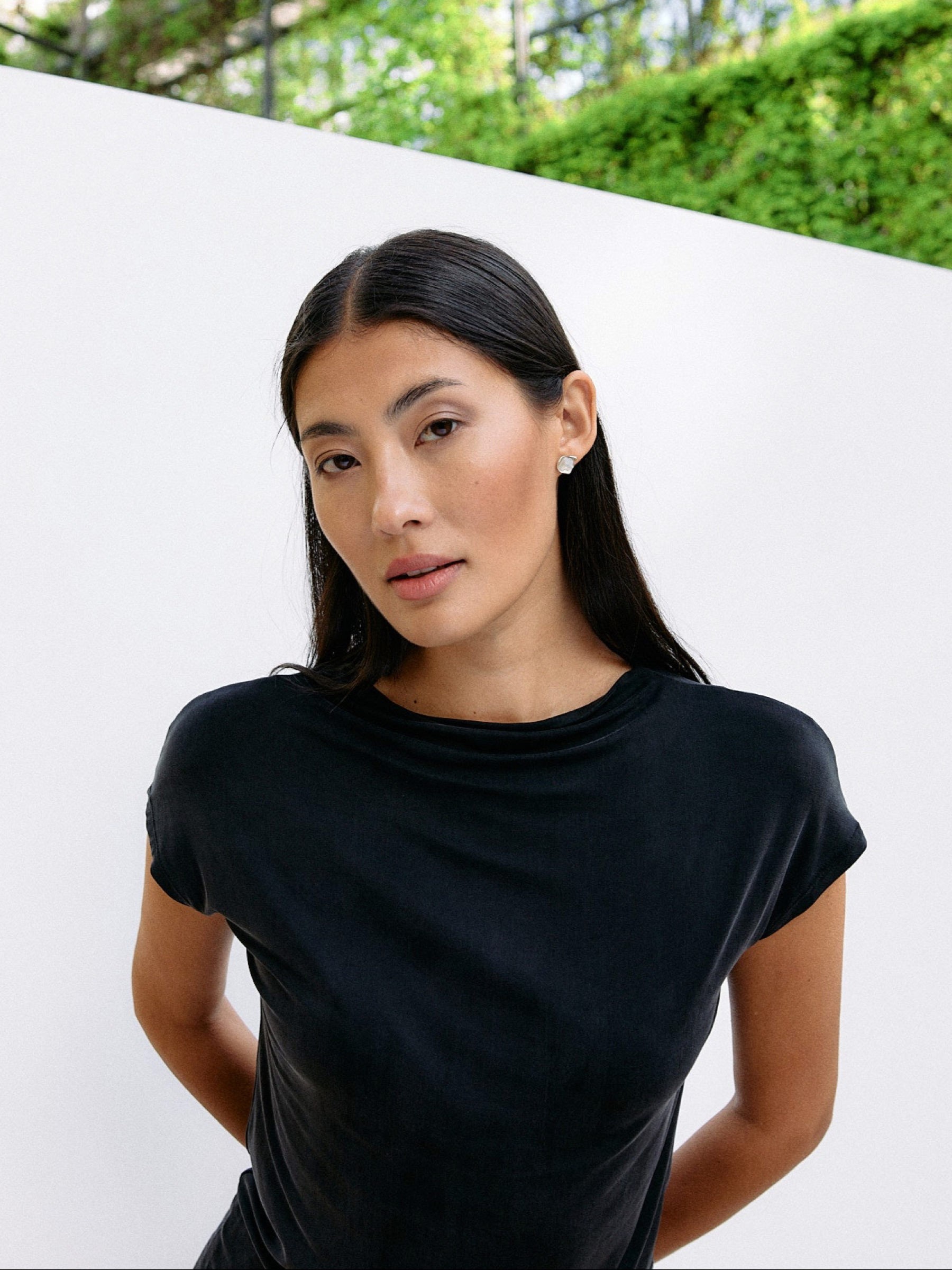 T-Shirt Cupro Cap Sleeve graphite Moya Kala
