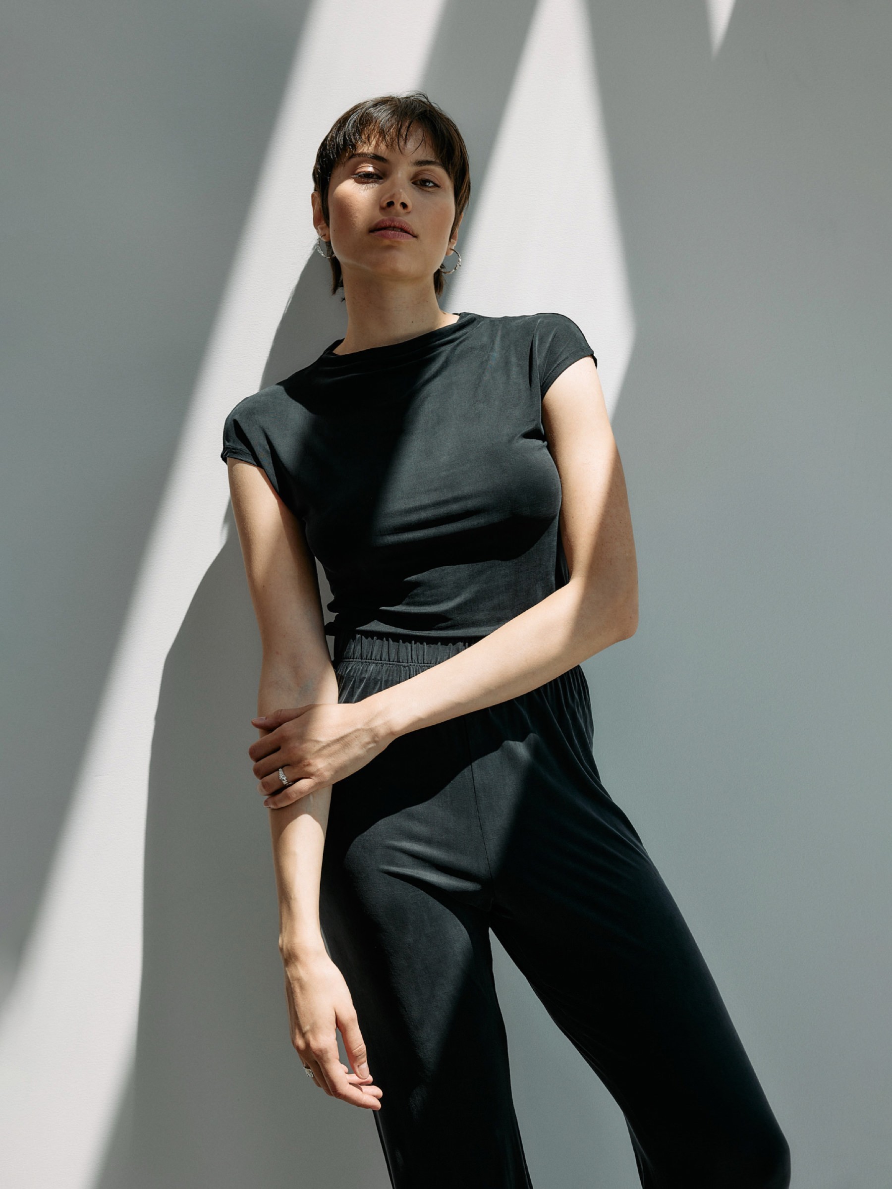 T-Shirt Cupro Cap Sleeve graphite Moya Kala