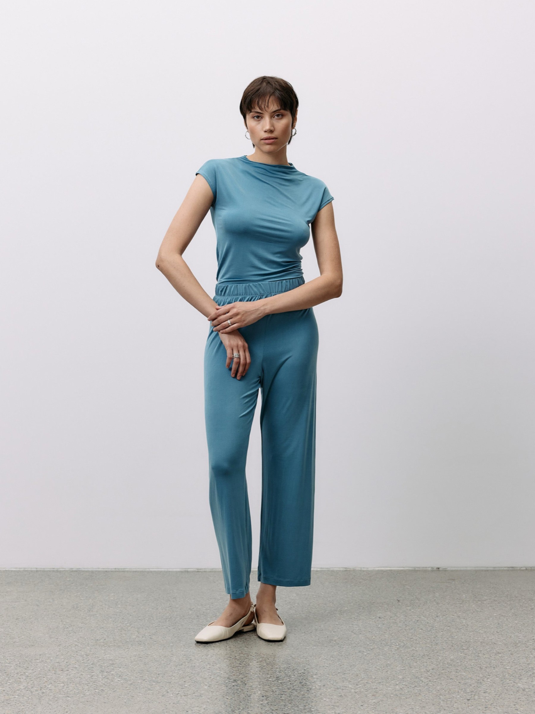 T-Shirt Cupro Cap Sleeve blue heaven Moya Kala