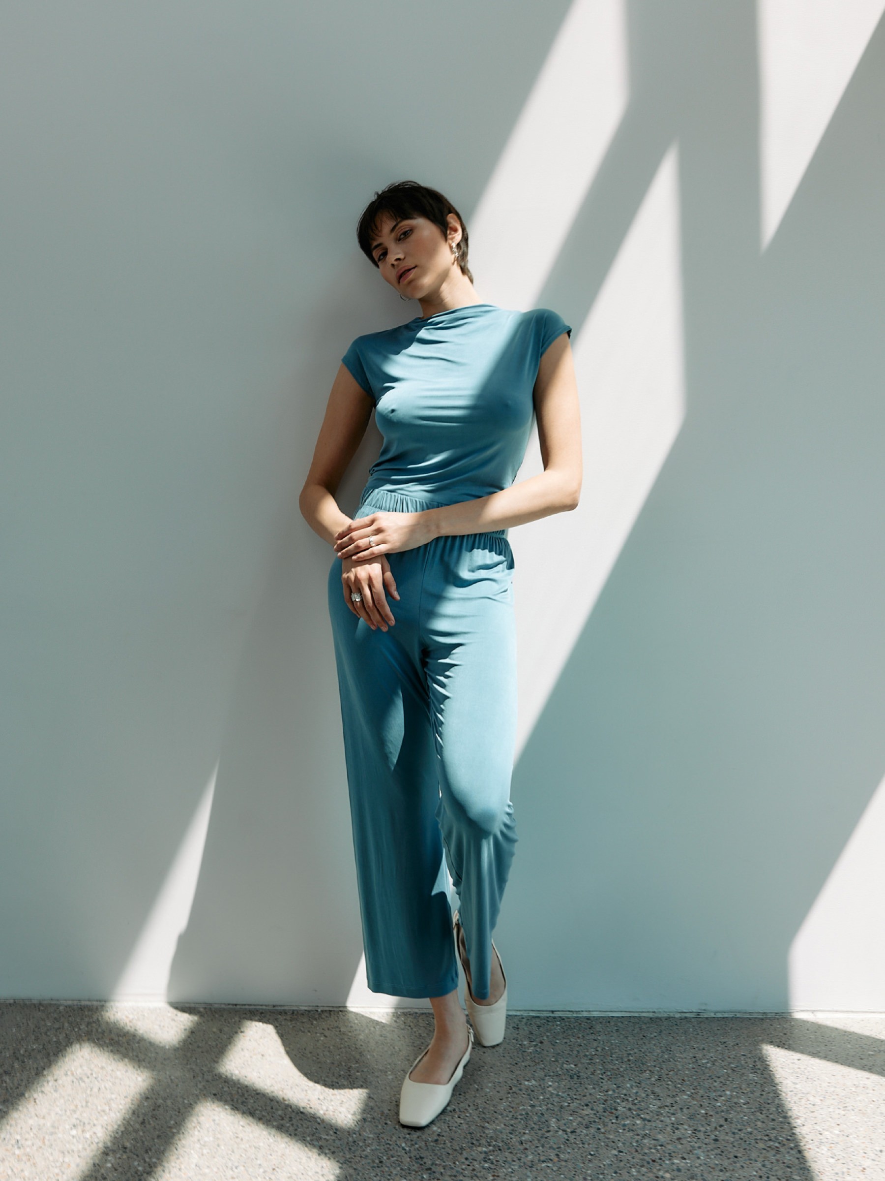 T-Shirt Cupro Cap Sleeve blue heaven Moya Kala