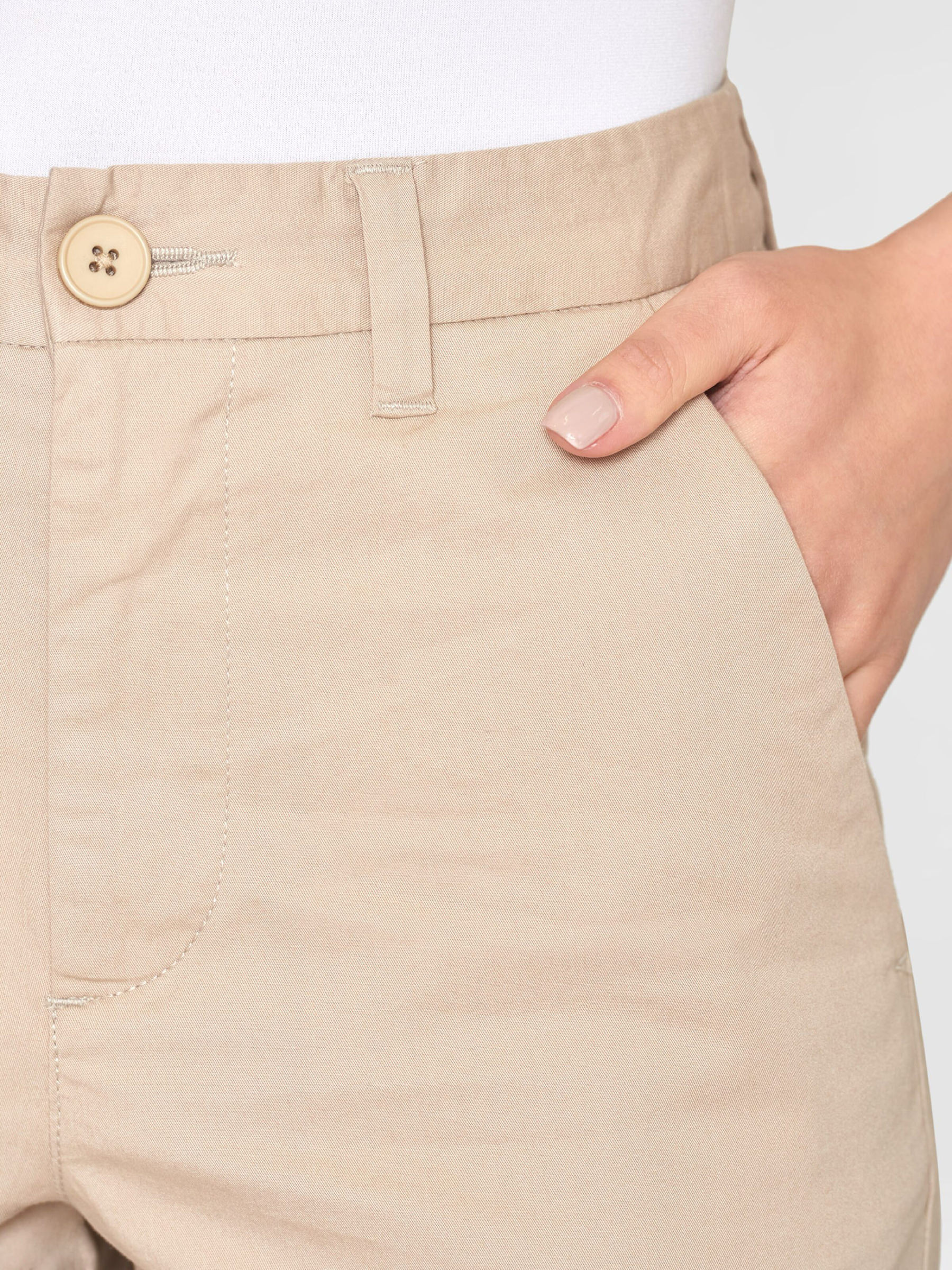 Hose Iris Mom Mid-Rise Cropped Poplin Chino light feather gray Knowledge Cotton Apparel